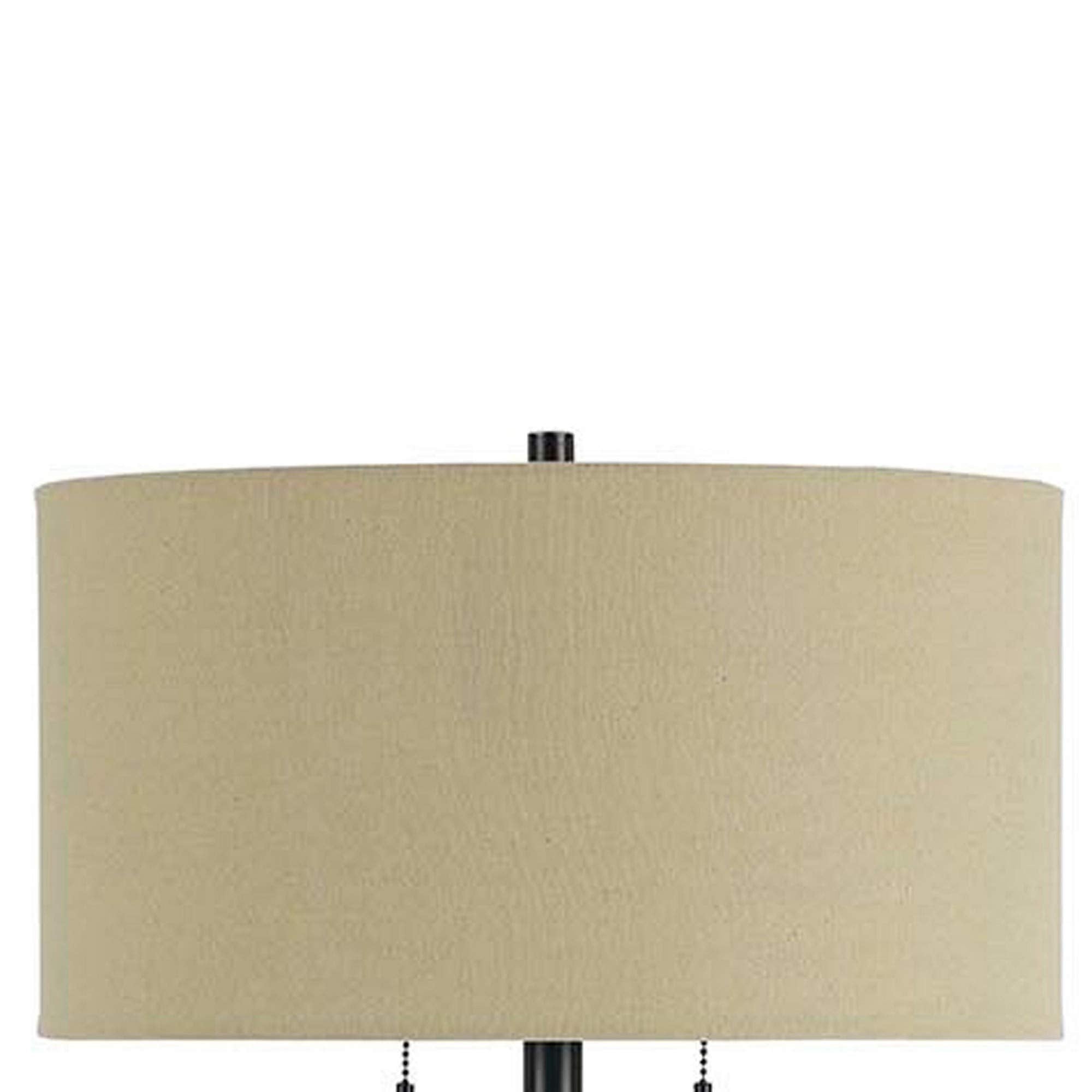 Benzara Metal Floor Lamp with Fabric Drum Shade, Pull Chain Switch, Black, Model BM220846