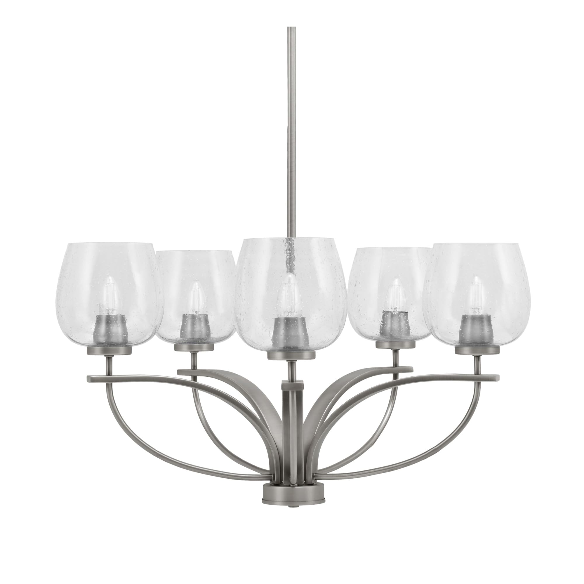 Toltec Lighting Cavella 5 Light, Uplight Chandelier, Graphite Finish, 6" Clear Bubble Glass