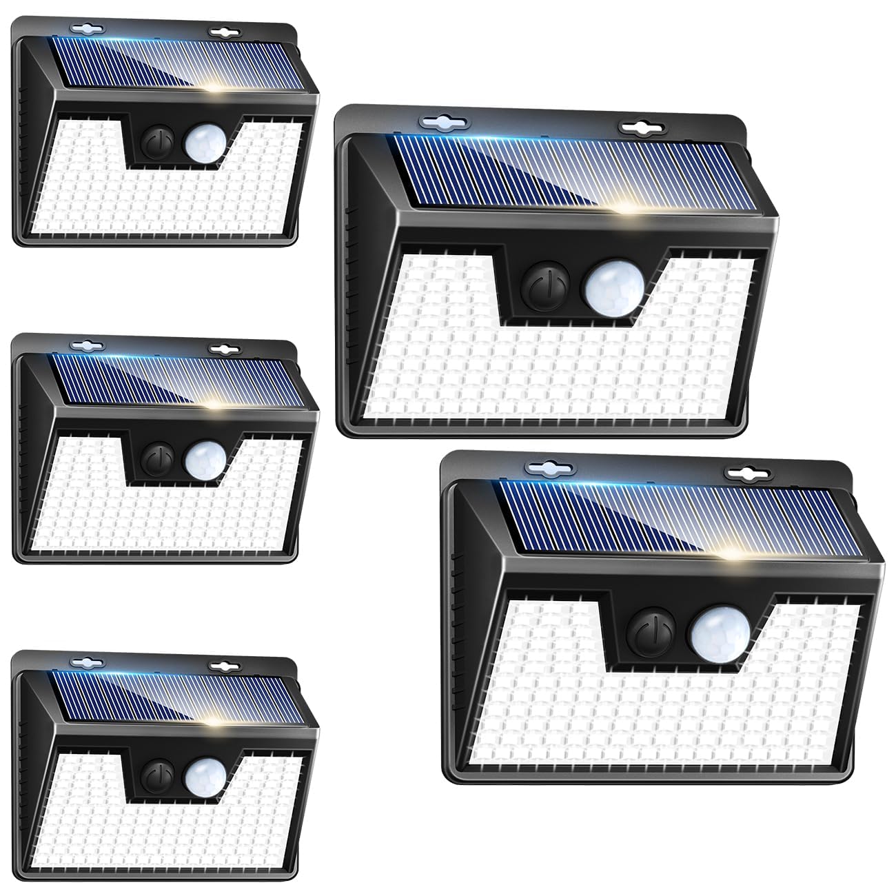 Peasur Solar Outdoor Lights, Motion Sensor, 140LED, 500LM, 5 Pack, Cool White, Waterproof, Model YHM-01B