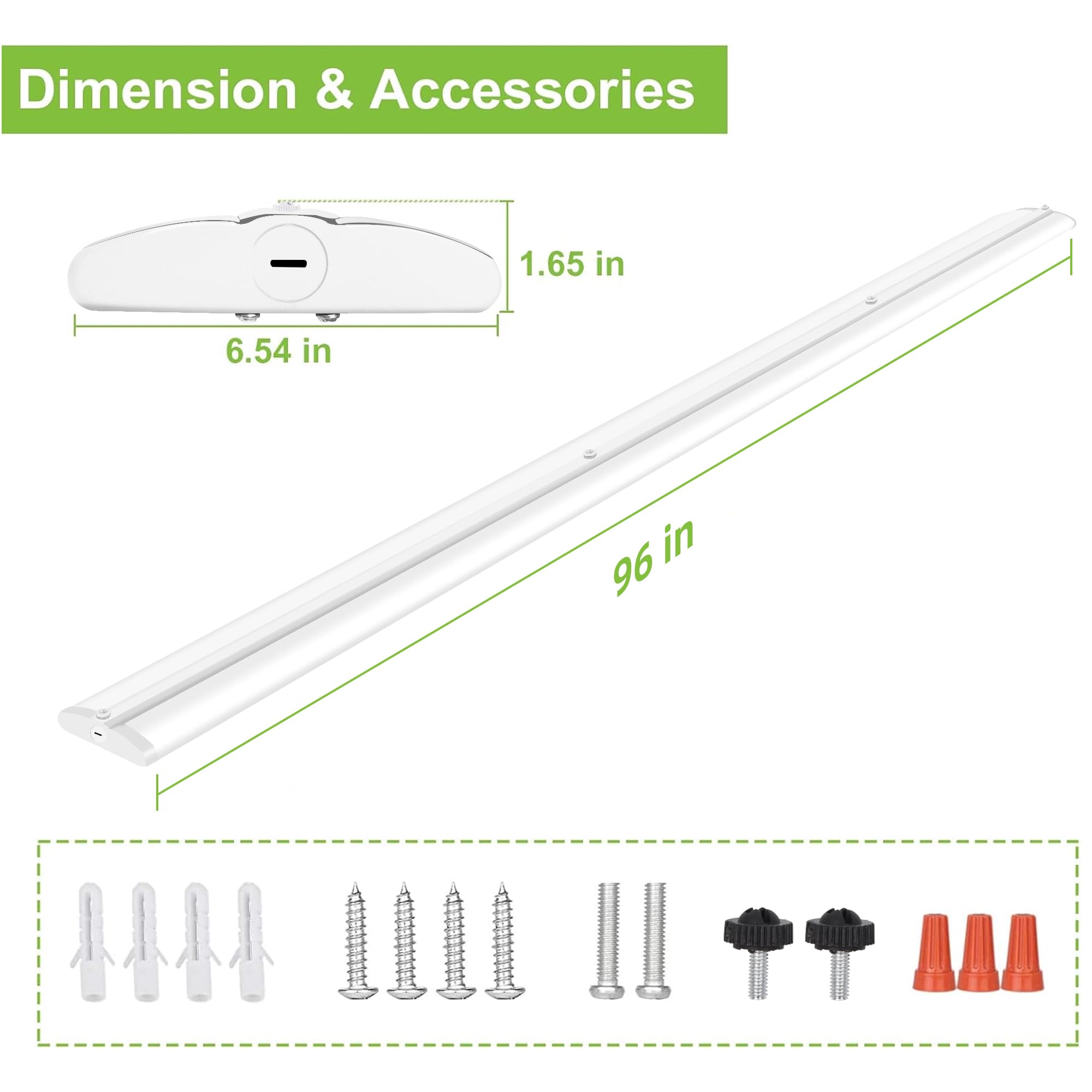 hykolity 110W LED Shop Lights Ultra Slim Wraparound 8FT Flush Mount 12600lm 5000K White 2 Pack WRC-1082