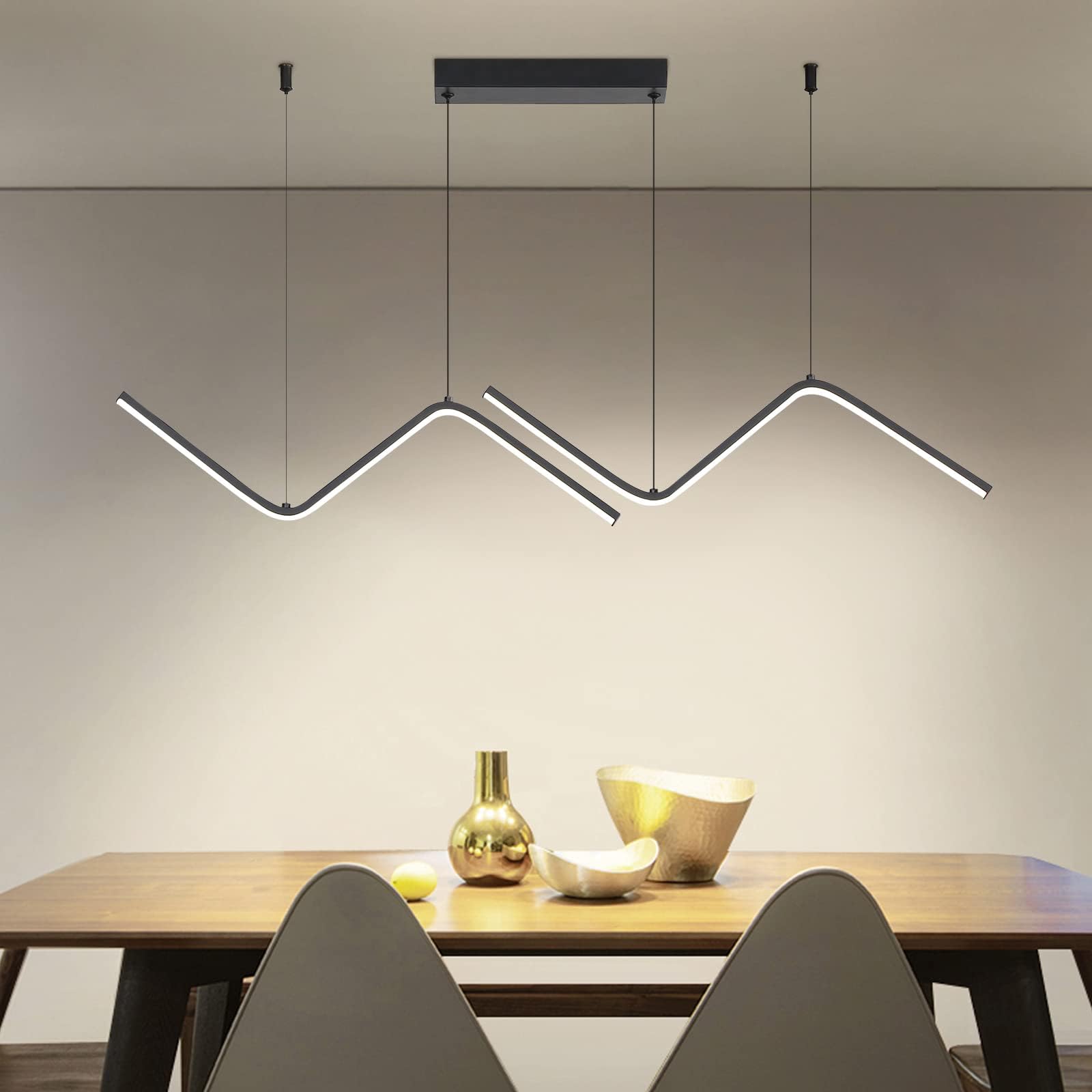 Matven Modern Ceiling Chandelier Light, Acrylic Anti Flicker Pendant Lamp With Remote Control Dimmable 3 Color Mode & Brightness (Warm Cool Neutral Light) For Kitchen Bar(Silver)
