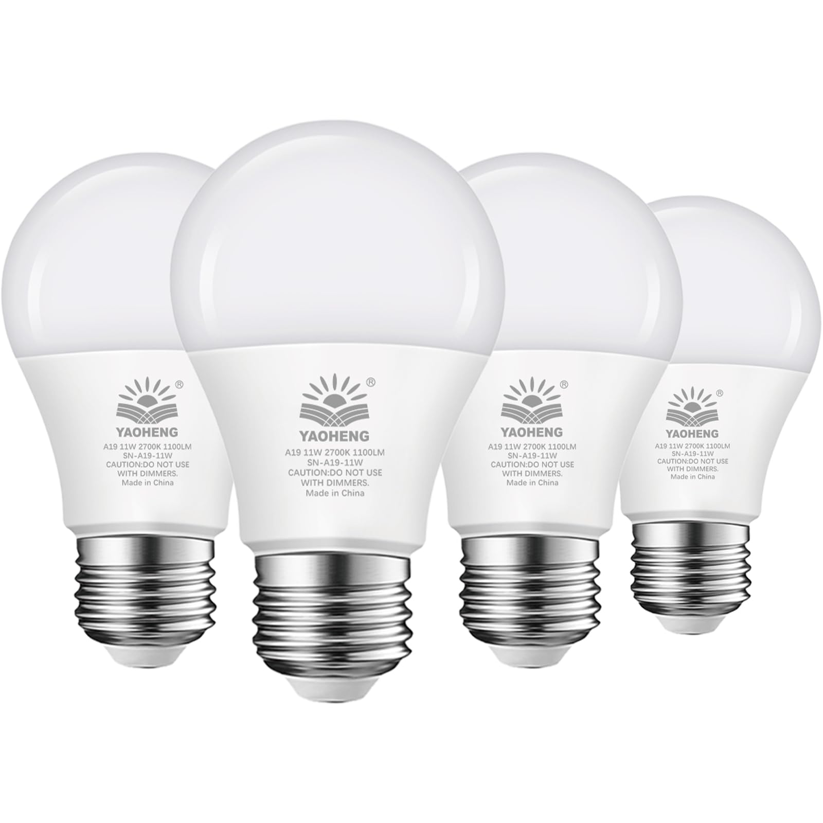 Yaoheng A19 Led Light Bulb 75 Watt Equivalent, 11 Watt Light Bulbs, 4000K Neutral White, 1100 Lumens, Non-Dimmable, E26 Base Lig