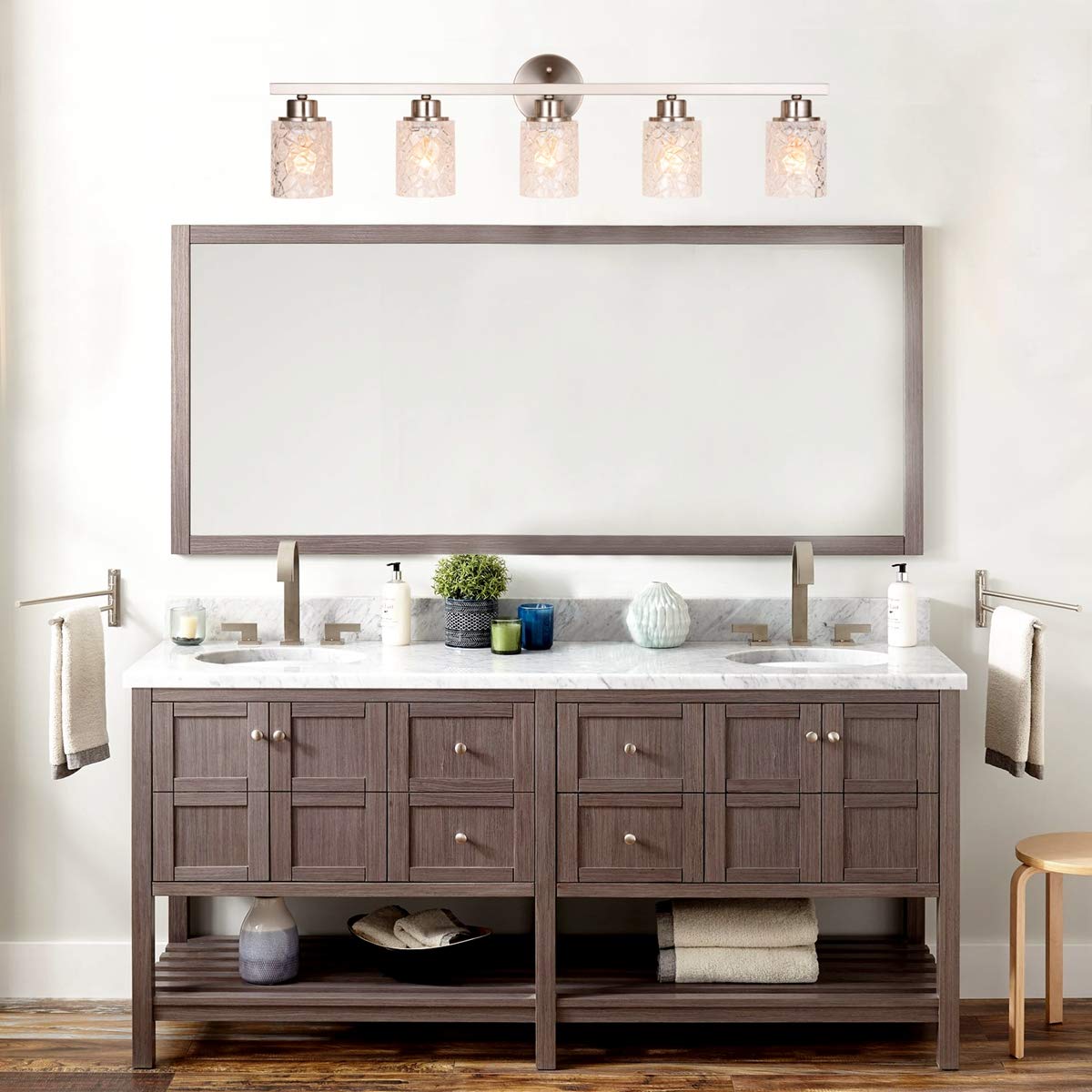 ALICE HOUSE 5 Light Brushed Nickel Vanity Lights, ETL Listed Wall Sconce, Model AL9082-W5