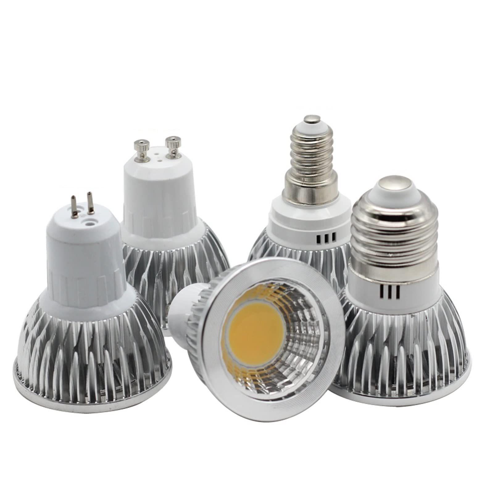 GSYFDZSWZX Fengyan Home Bulbs 1pc Led Spotlight GU10 LED 9W 12W Dimmable Aluminum Body Led Bulb 9W 12W COB G5.3 E14 E27 LED Lamp