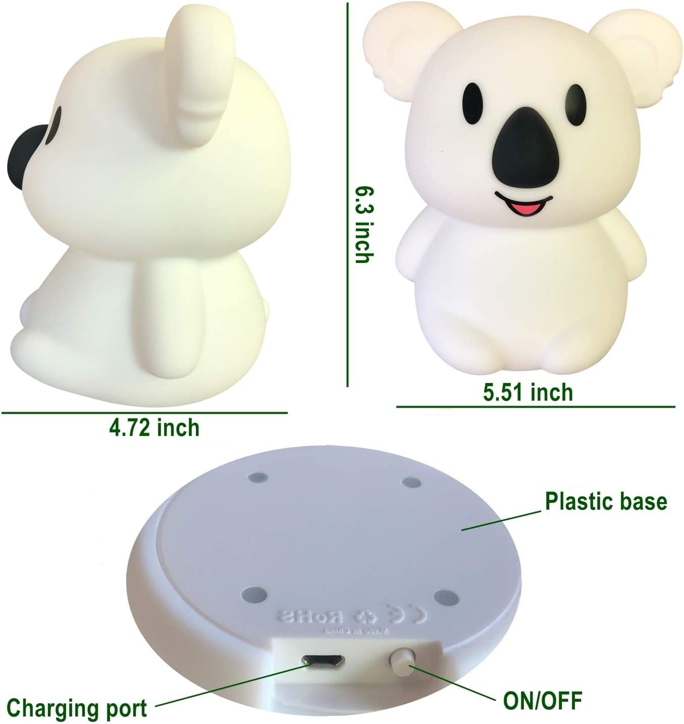 Tekemai Big Size Night Light for Kids, Multicolor, Remote Control, Break Resistant, Silicone, Model TC891-8, White