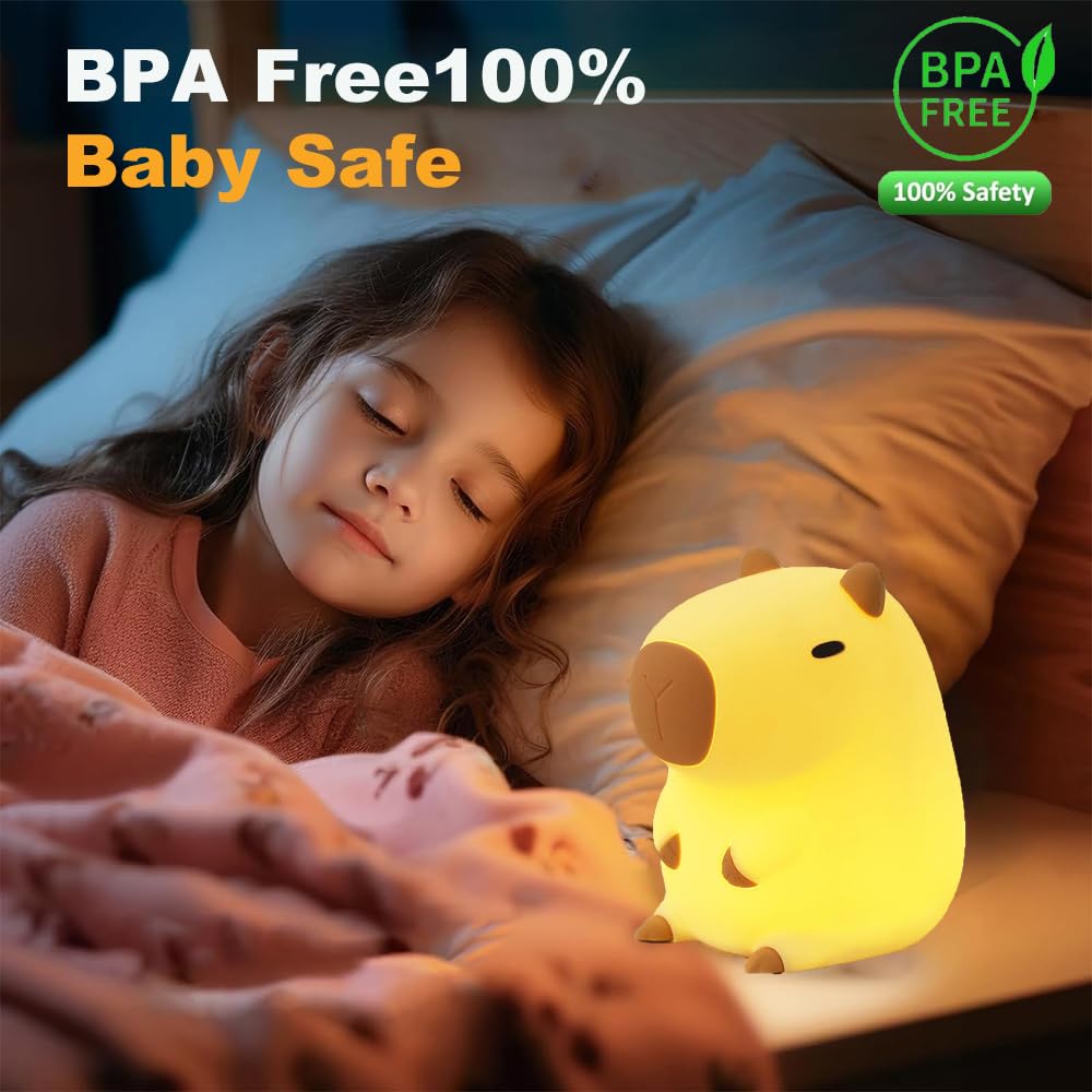 Kangten Chen Capybara Night Light For Kids,Led Rechargeable Capybara Lamp,Silicone Baby Night Lights Kawaii Room Decor For Bedro
