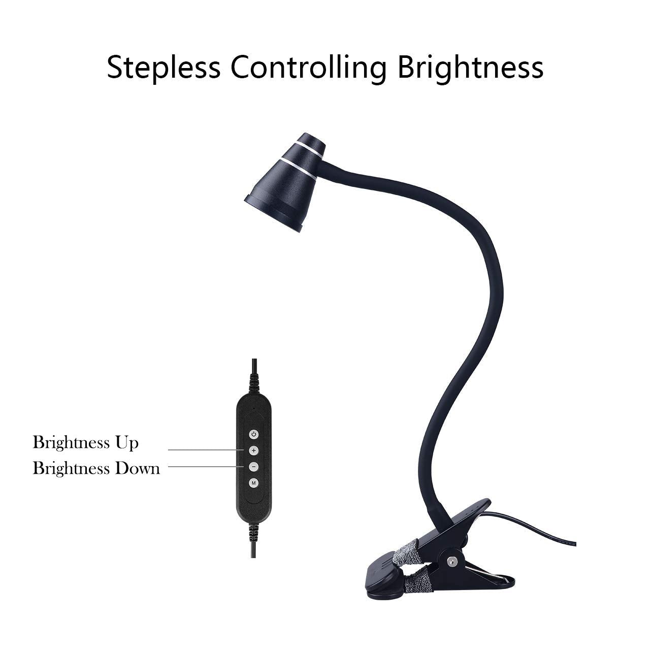 Cesunlight Versatile Desk Lamp, Usb Led Clip Reading Light, Dimmable Zoomable Metal Spotlight With 3 Color Temperature Options, 10 Dimmable Brightness Levels For Working, Studying (2W)