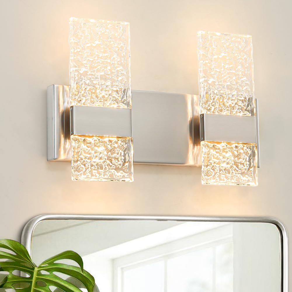 Ditoon Modern Bathroom Vanity Light, 4-Light LED, Brushed Nickel, Hardwired, Model DX23073V4-NK-M, Size: H9.25in L13.78