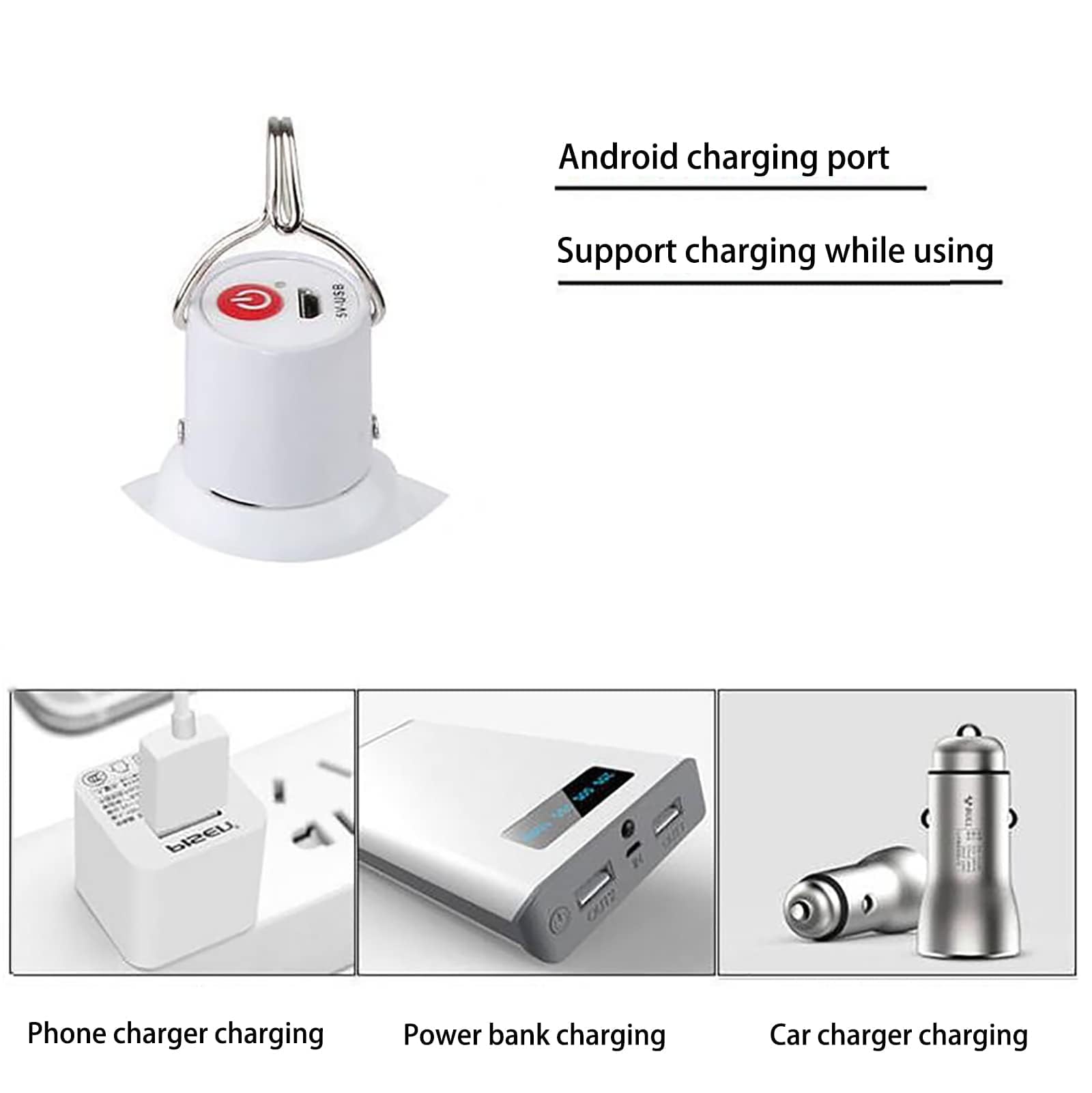 XLSBZ Rechargeable Camping Lantern - IPX7 Waterproof, 3600mAh Battery, 5 Light Modes, 6.8x4.8in, White, Model LED-G