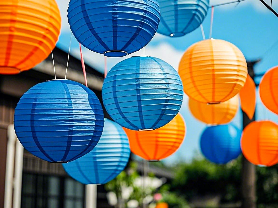 Capesaro Blue Orange Paper Lanterns Decorative 12Pcs Party Hanging Decorations For Party Birthday Bachelorette Wedding Birthday