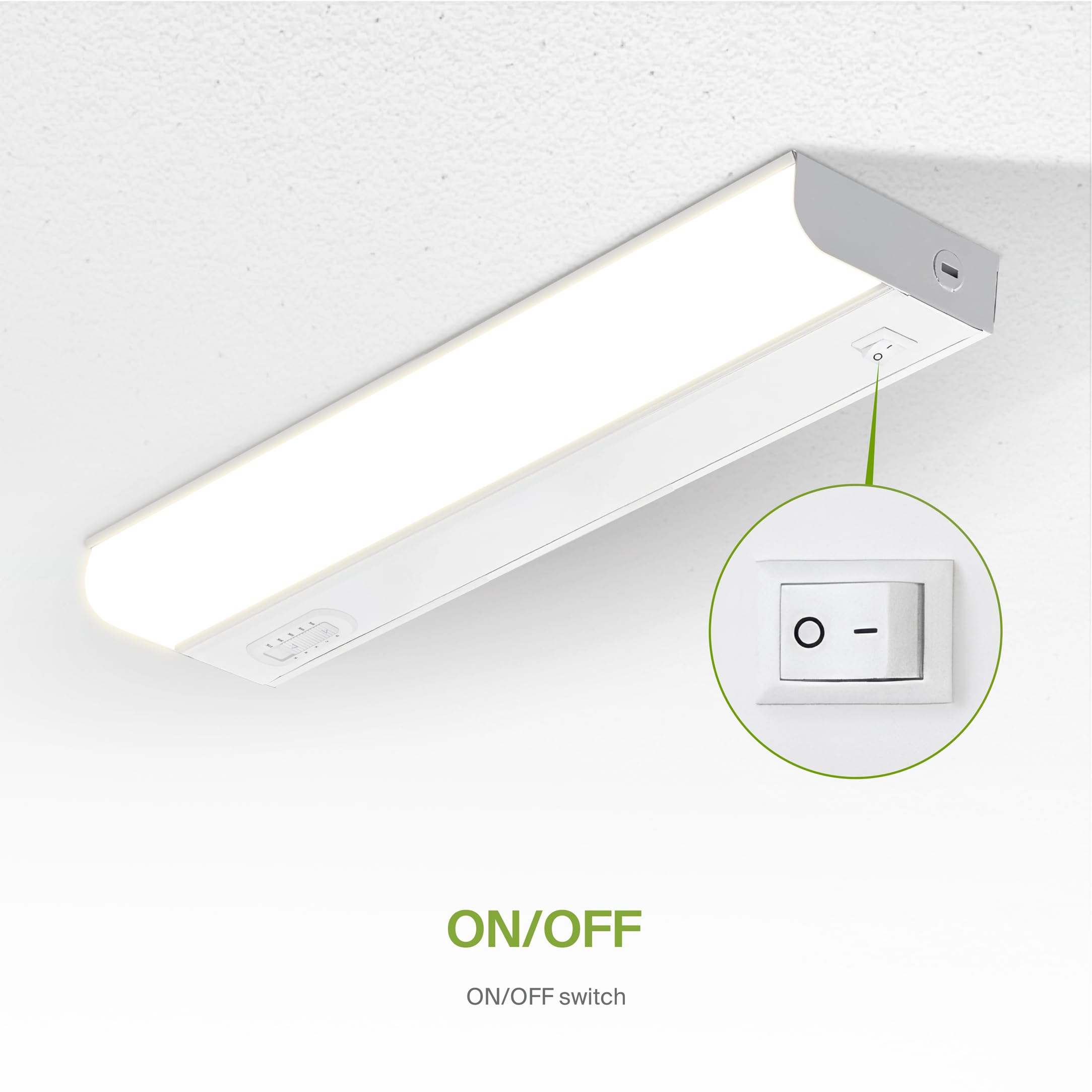 ASD LED Under Cabinet Lighting 10W 807LM Dimmable 5 CCT 2700K-5000K 18 Inch White 2 Pack Model A-UBN-18