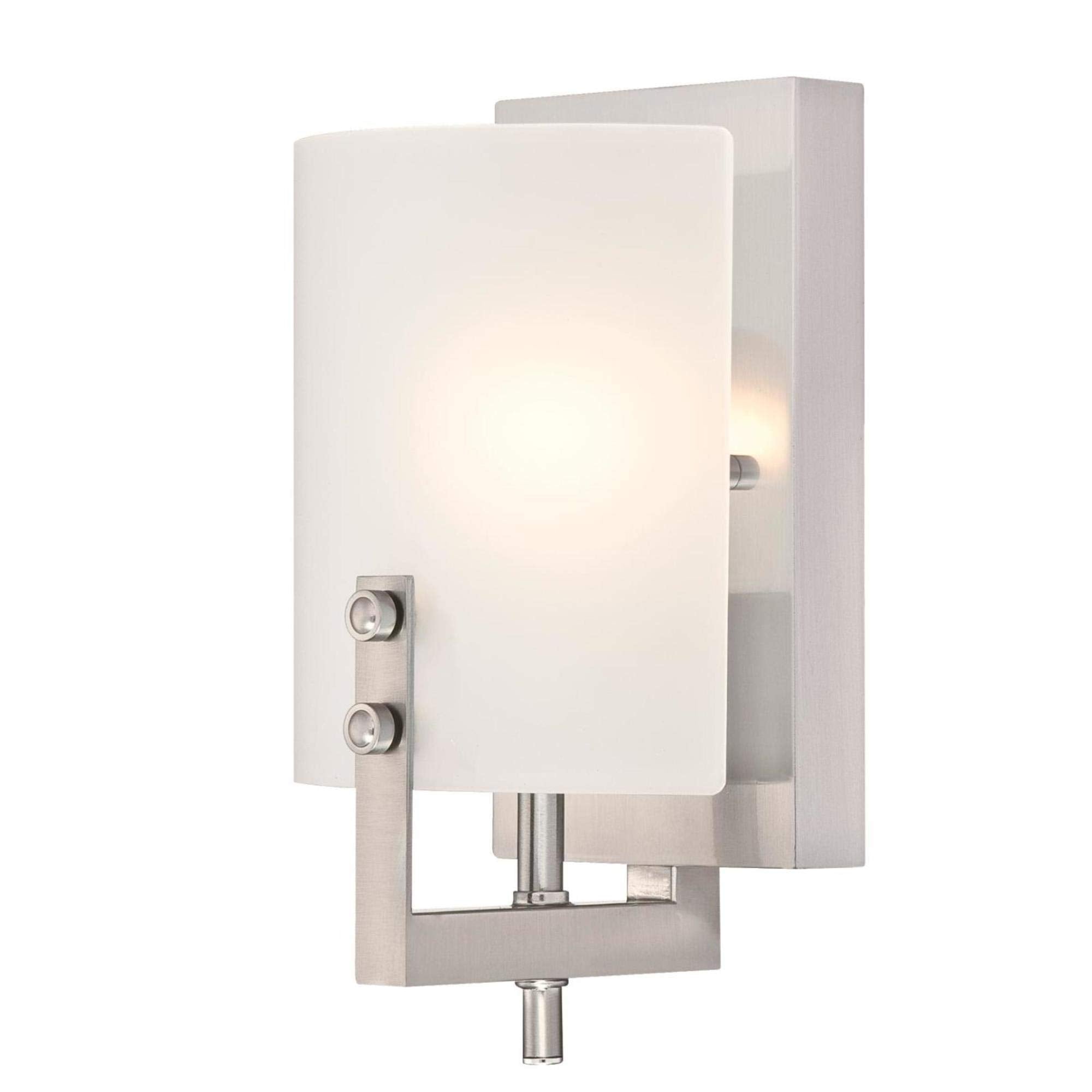 Westinghouse Enzo James 1-Light Wall Sconce, Brushed Nickel, Frosted Glass, Model 6369500