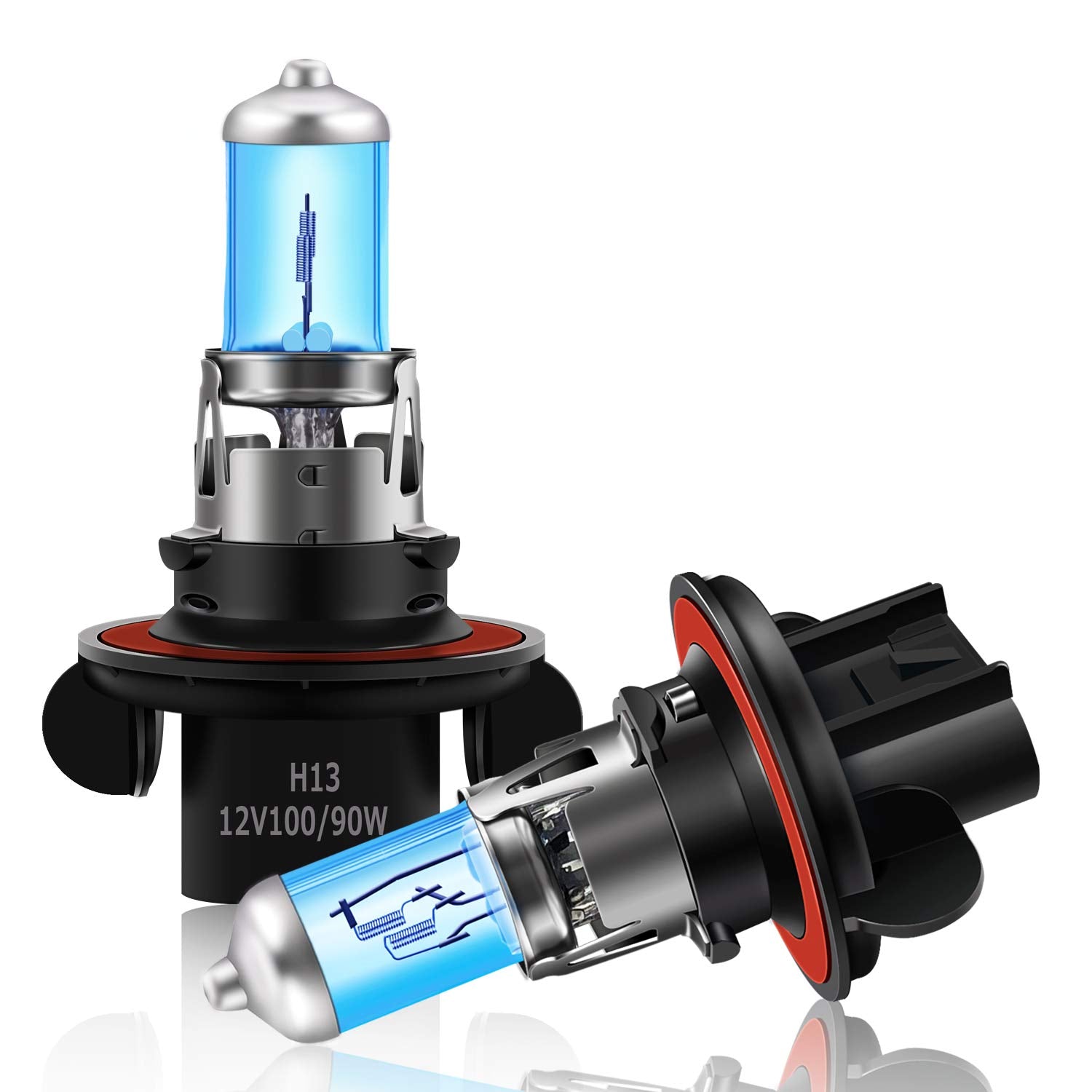 DZG H13 Halogen Headlight Bulbs, 5500K Warm White, 100W/90W, 2 Pack, H13(9008)