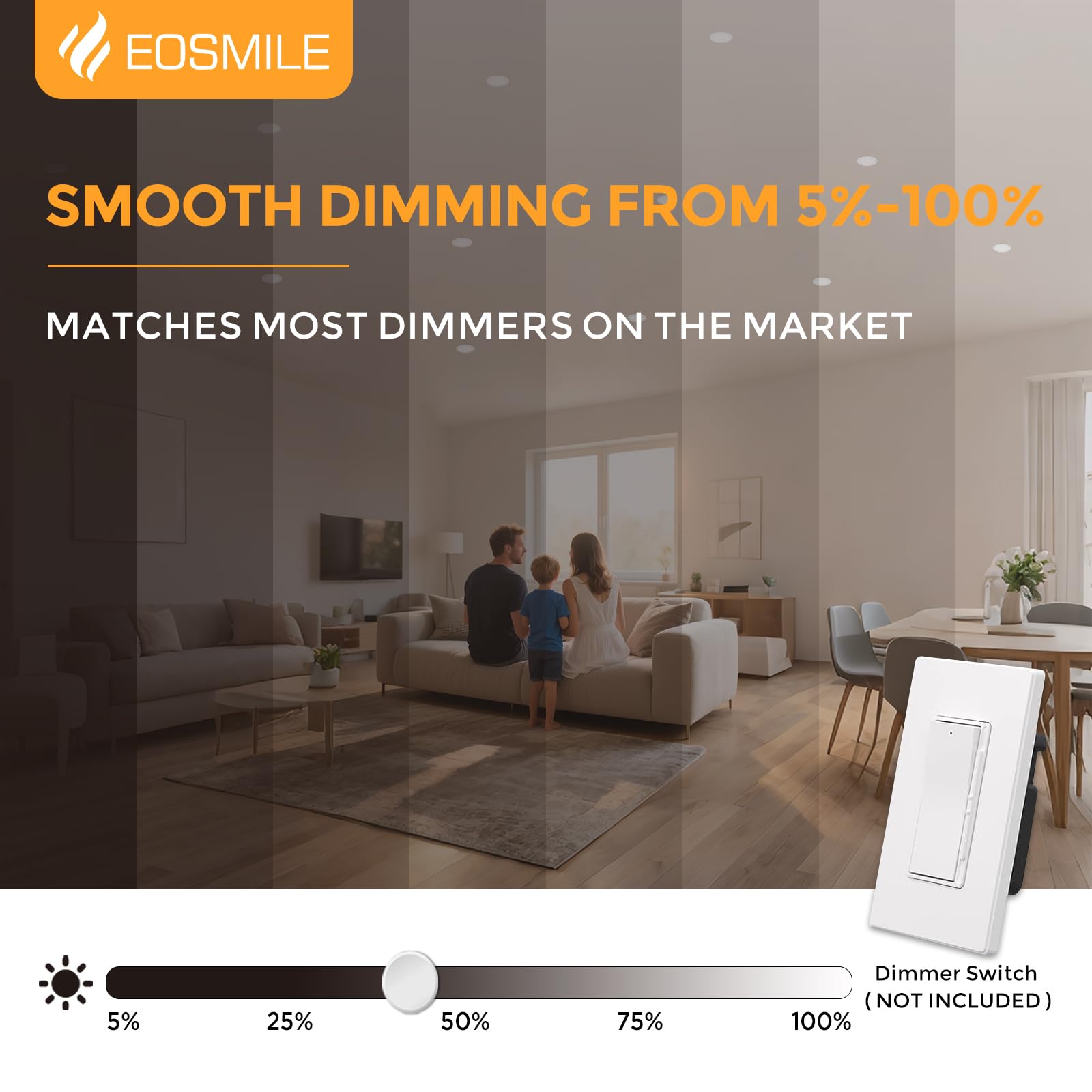 Eosmile 6 Inch White Recessed Lighting With Night Light 6 Pack  High Brightness Canless Wafer  12W  120V  1100Lm  Dimmable  2700K-5000K Selectable  Etl Fcc