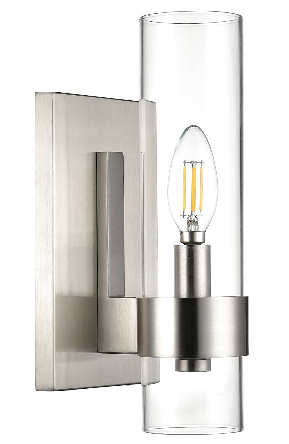 Linea di Liara Wall Sconce Brushed Nickel Clear Glass Shade LL-WL354-CLR-1BN 