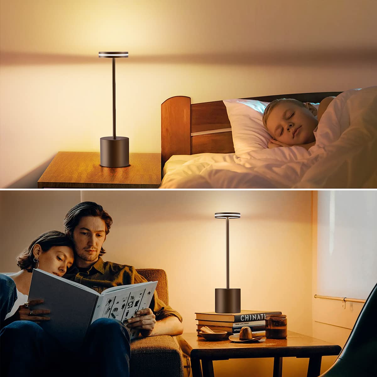 bravzurg Rechargeable Table Lamp, Dimmable LED, 5000mAh, Metal, Wirele ...