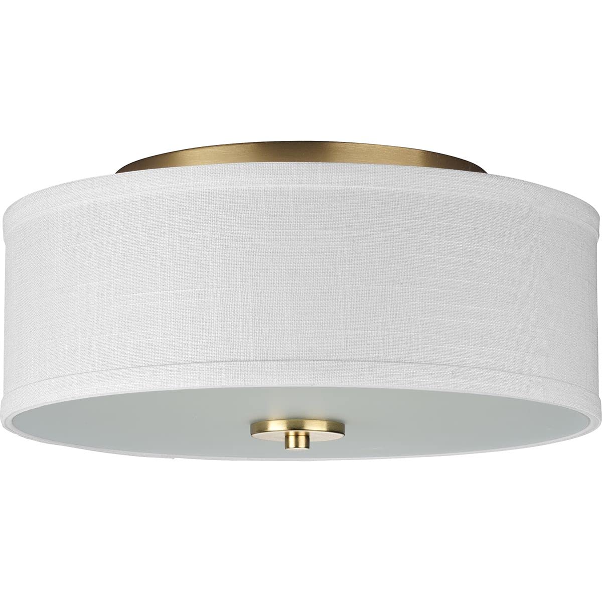 Inspire Collection 2-Light Summer Linen Shade New Traditional Flush Mount Light Satin Brass