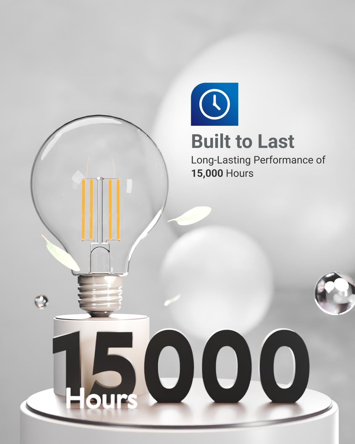 Sunco 10 Pack G25 Globe Light Bulbs Led Edison Vanity Light Bulbs, Cri90 3000K Warm White, Dimmable, 5W=60W, Clear Vintage Filament Globe, 500 Lumens, E26 Base Indoor Outdoor Clear Ul