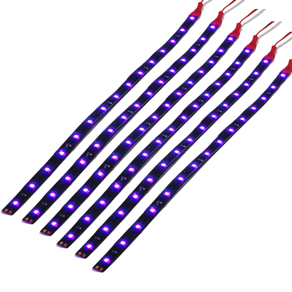 HYADA LED Underbody Light Strip, 12V Waterproof, 1Ft, Pack of 6, Purple, 30cmx1cm