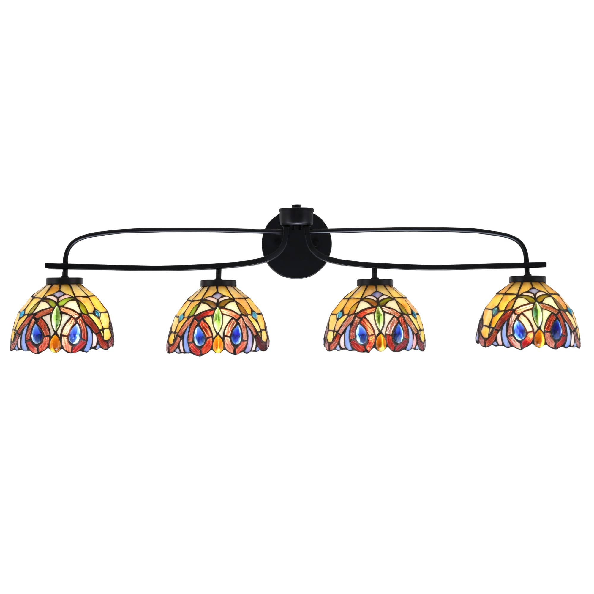 Cavella 4 Light Bath Bar Shown In Matte Black Finish With 7" Lynx Art Glass