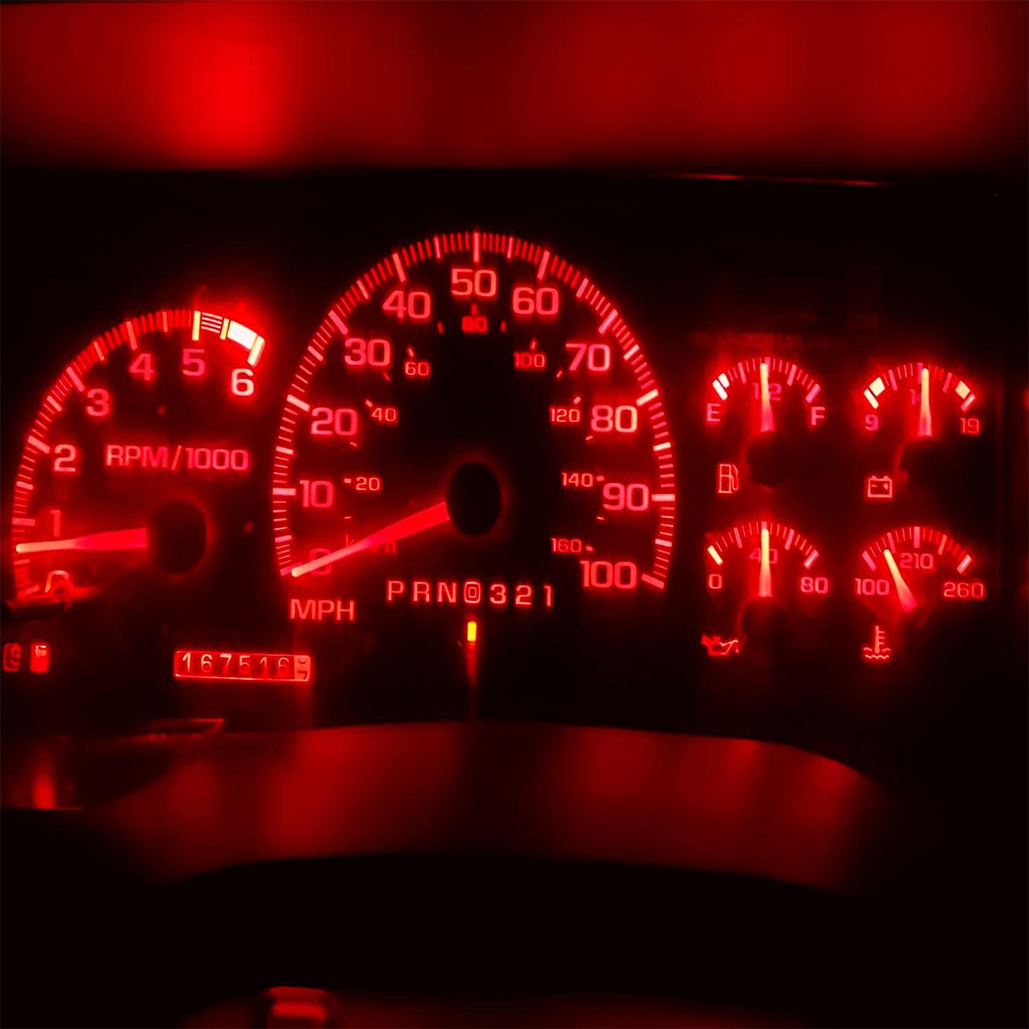 AUXLIGHT T5 LED Bulb Pack of 10 - Super Bright 12V, 3030 Chips, Brilliant Red, Interior Dome/Map/Instrument Panel Lighting