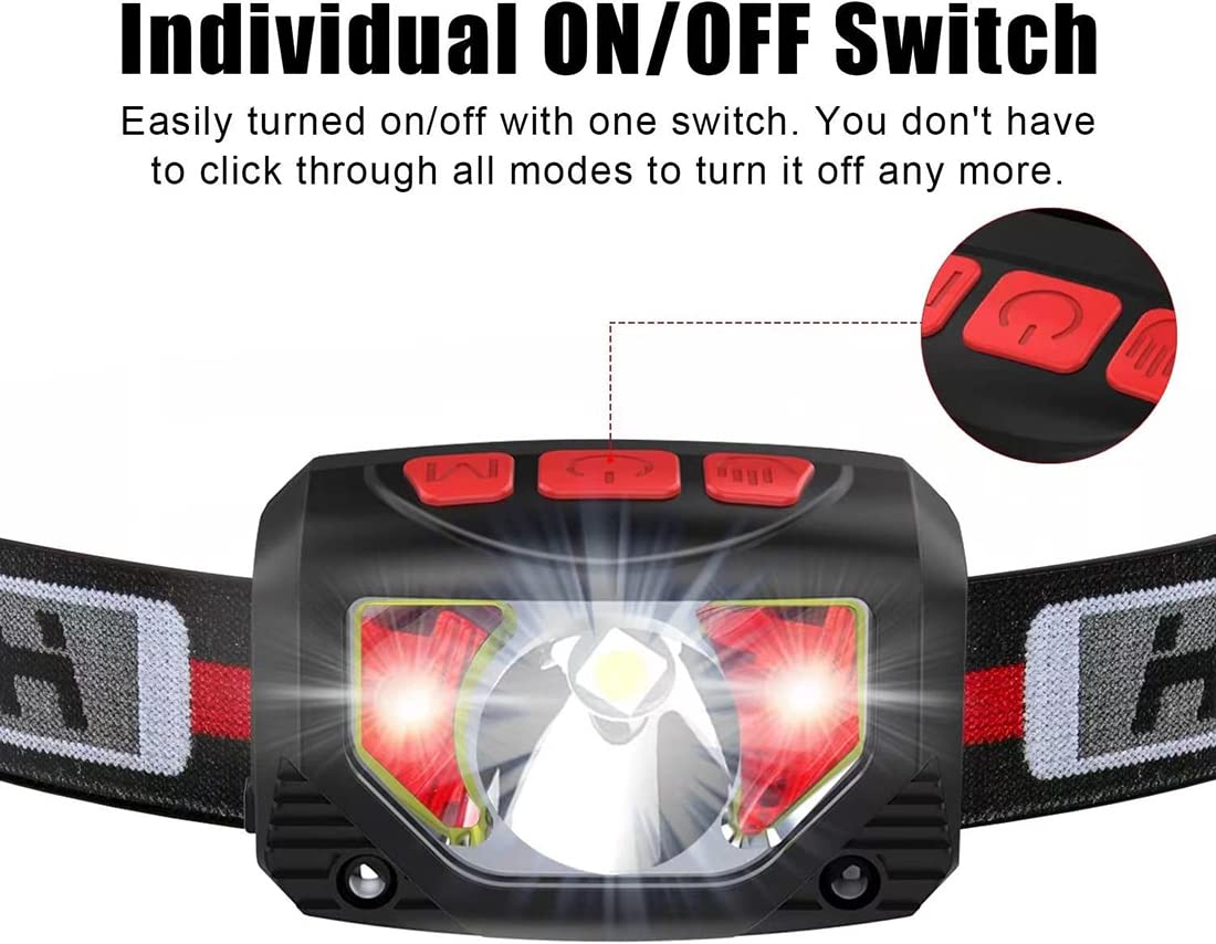 TINMIU Rechargeable LED Headlamp Flashlight, 2-PACK 1000 Lumen Super Bright Motion Sensor Head Lamp, IPX5 Waterproof, Bright Whi