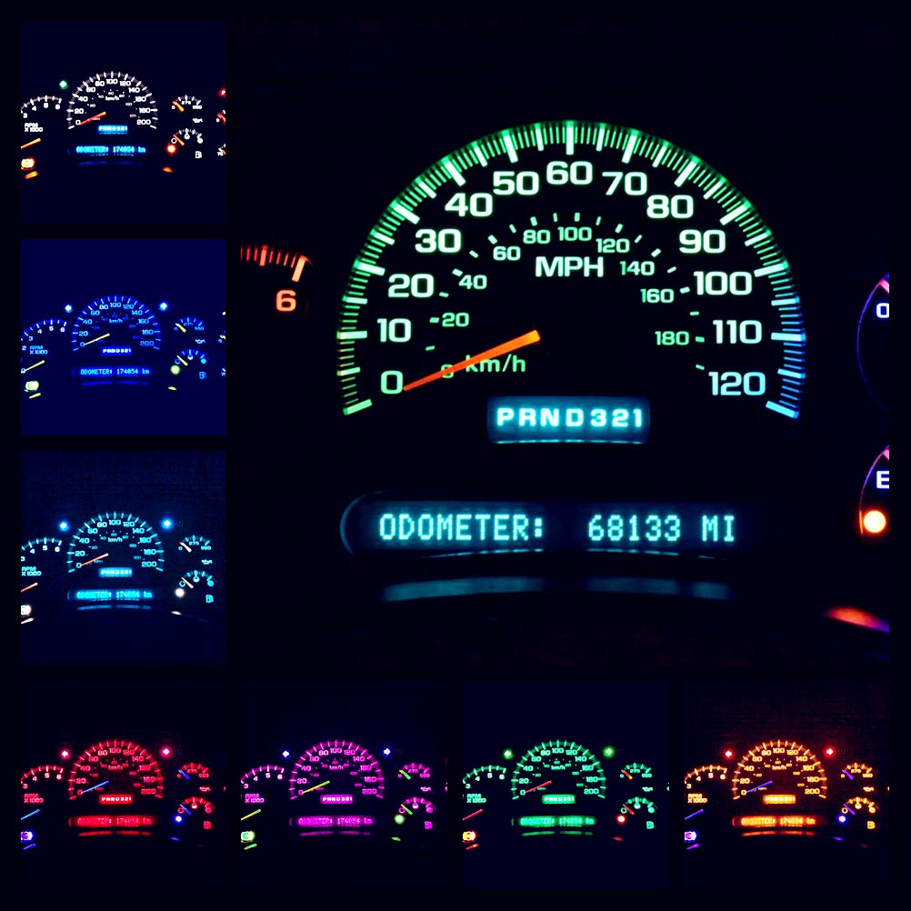 Wljh T5 Led Bulb Canbus Error Free Car Instrument Cluster Dashboard Led Dash Lights Bulb Replacement 74 2721 17 73 74 3030Smd 12V Interior Dome Light (Green,Pack Of 6)