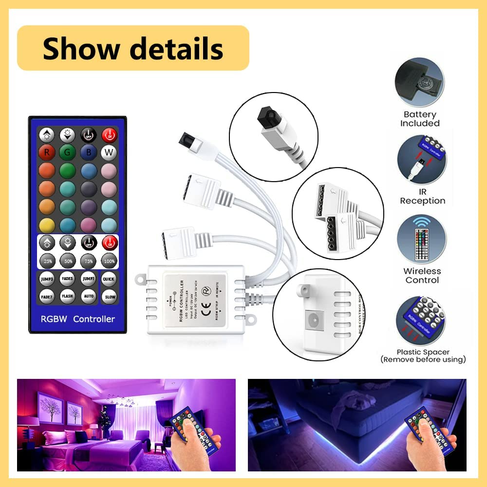 Arotelicht RGBW LED Controller with 40 Key IR Remote, 12V-24V, Plastic, Model TD3C002