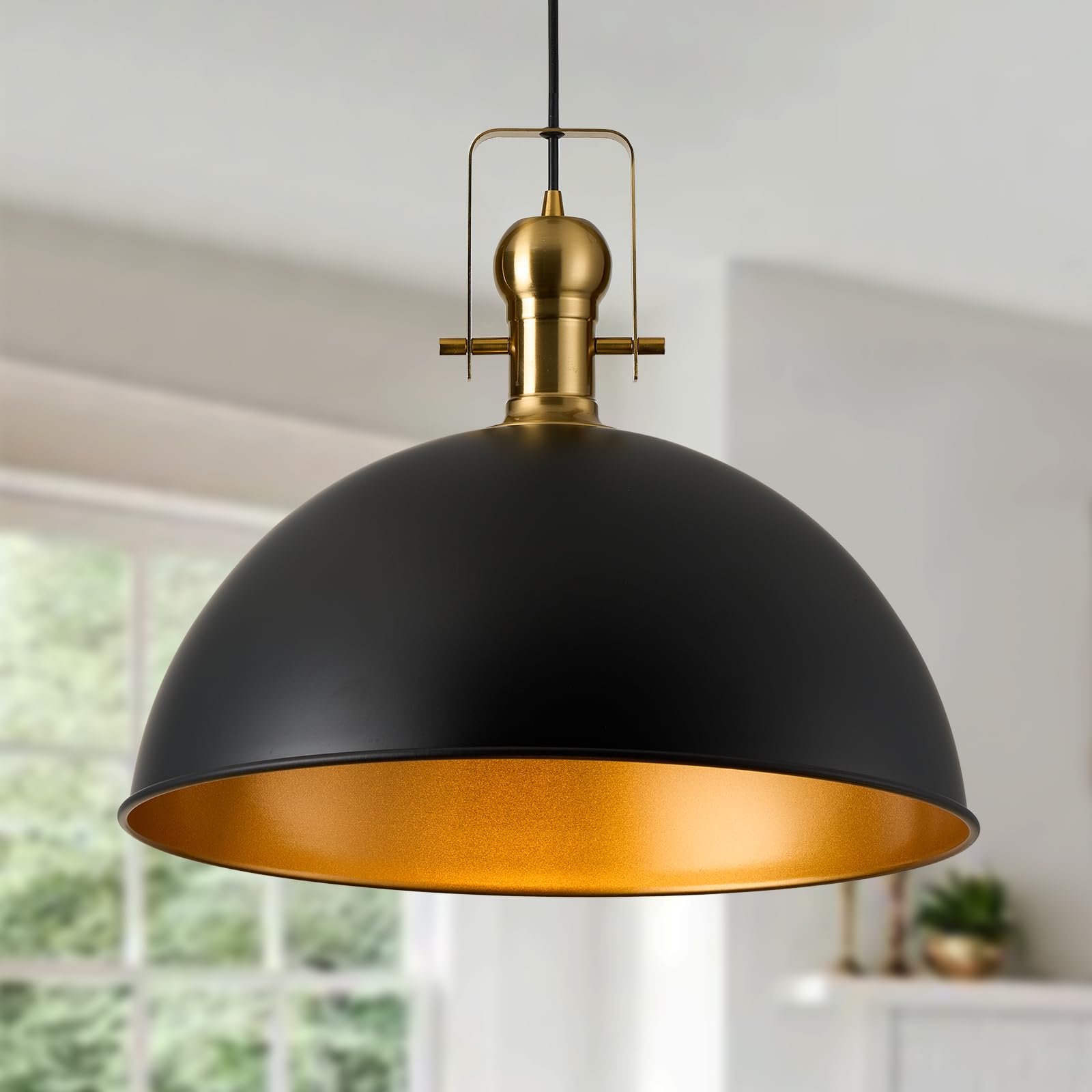 Alaislyc 18 Inch Black Farmhouse Pendant Lights Large Pendant Lights For Kitchen Island Industrial Adjustable Height Vintage Big