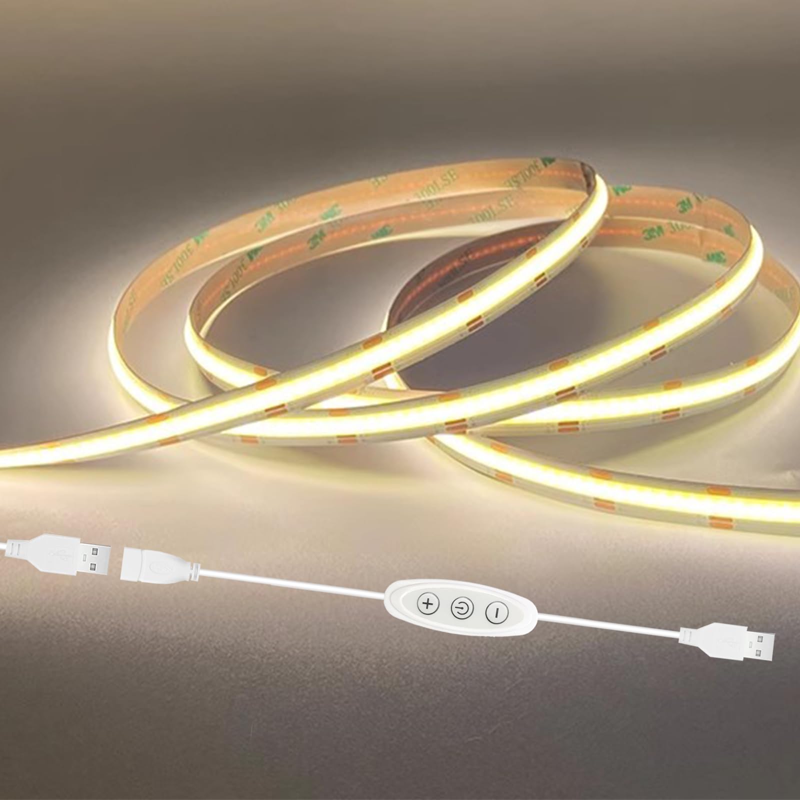 GXILEE COB LED Strip Lights Natural White 4000K CRI92+, DC 5V 6 ft Led Light Strip with Dimmer Switch for Cabinet Home Office DI