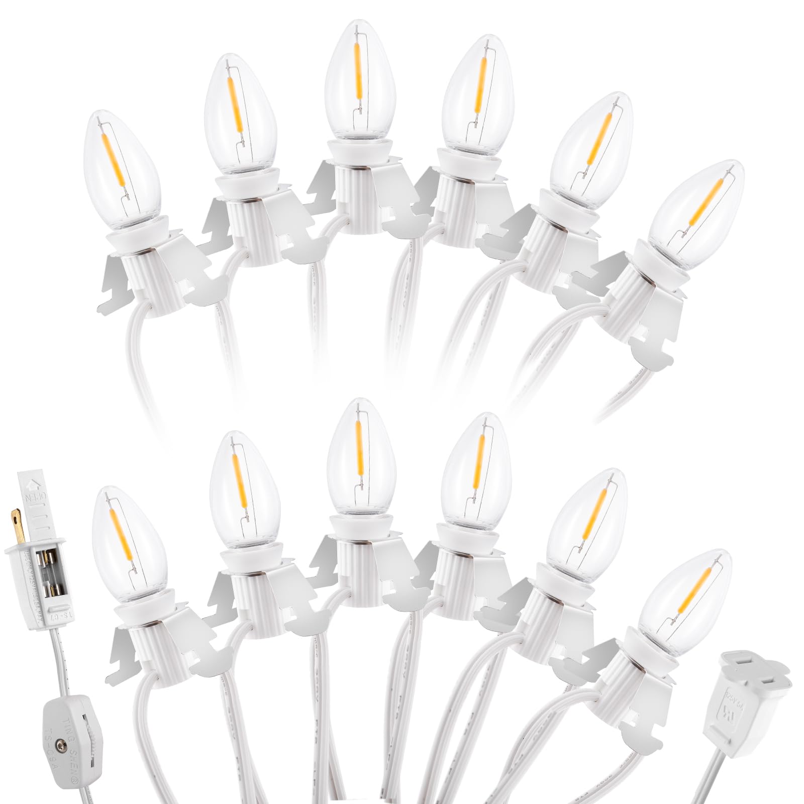 Christmas Village Lights with 12 LED Warm-White Bulb,Decoration for Christmas Village Houses, Christmas String Lights Decoration