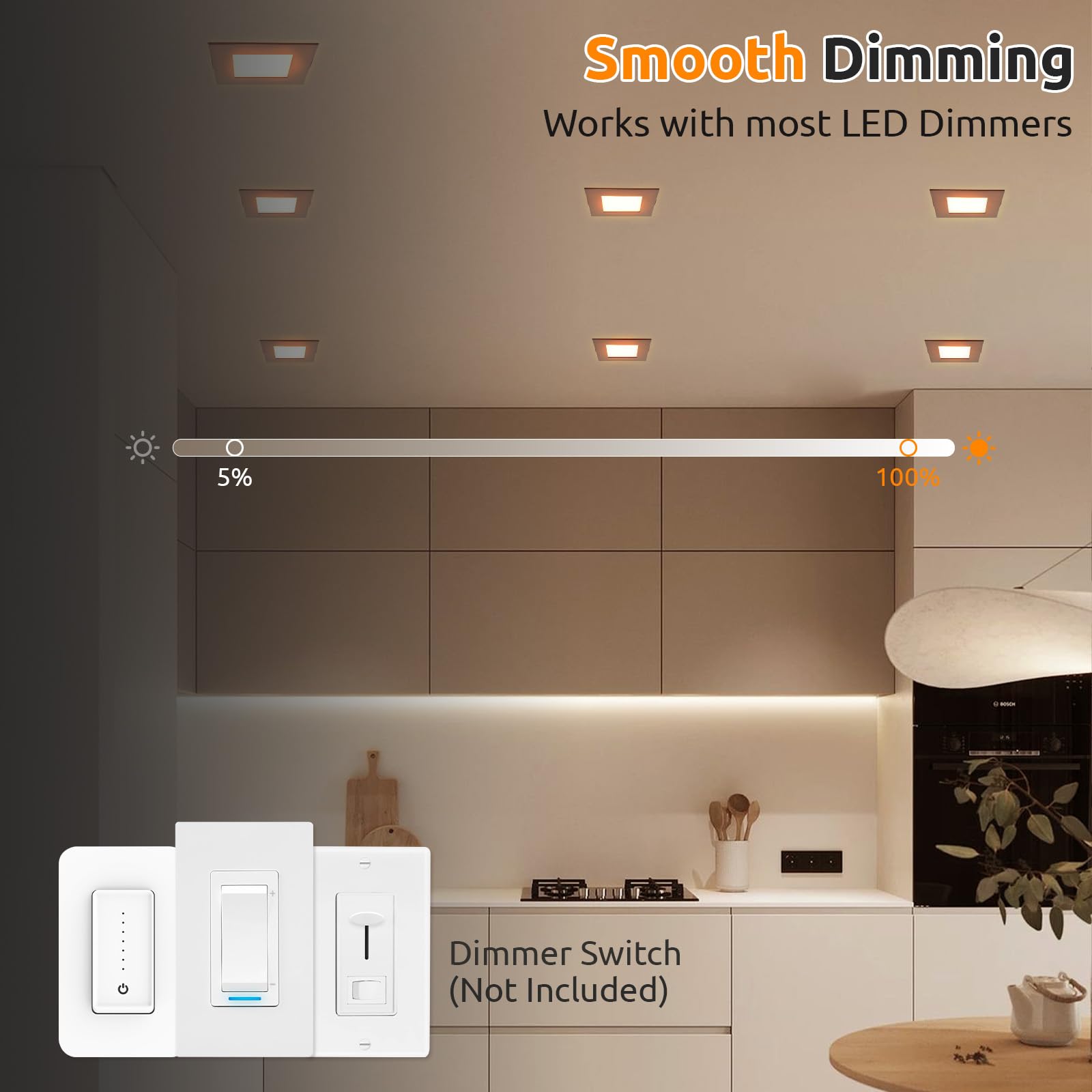 Honzin Square Led Recessed Lighting 4 Inch  5Cct Ultra Thin Led Recessed Ceiling Lights 1 Pack  Selectable 2700K/3000K/3500K/4000K/5000K  9W  Ic Rated  Dimmable Square Black Trim With Junction Box