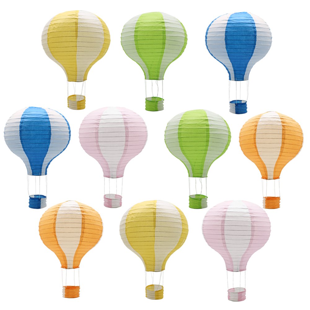Hanging Hot Air Balloon Paper Lanterns Reusable Chinese Japanese Party Decorations Wedding Birthday Anniversary Christmas Engagement, Set Of 10