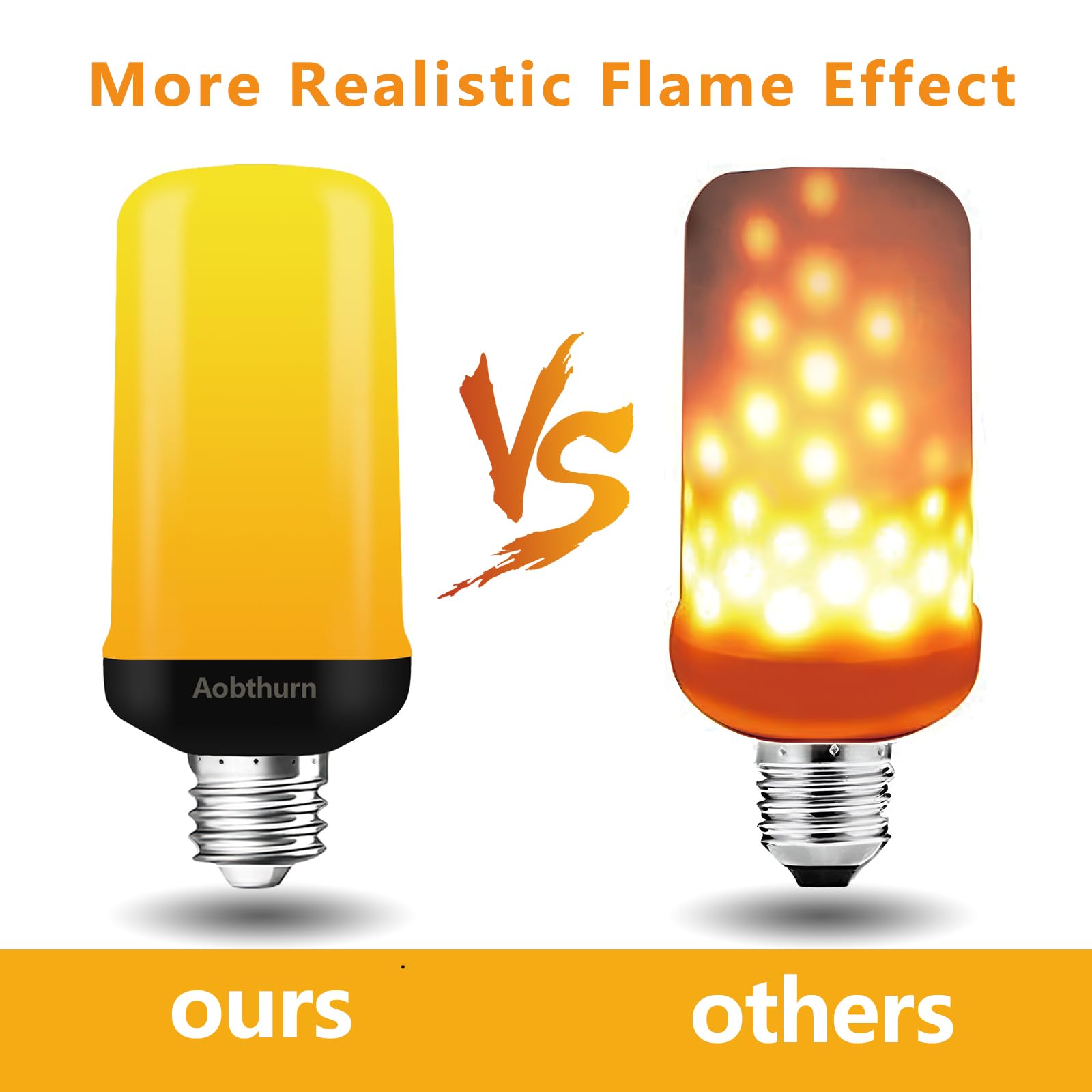 Aobthurn Flame Light Bulbs, 4 Modes Led Flame Effect Light Bulb, E26 Base Flickering Light Bulb With Gravity Sensor,Flickering L
