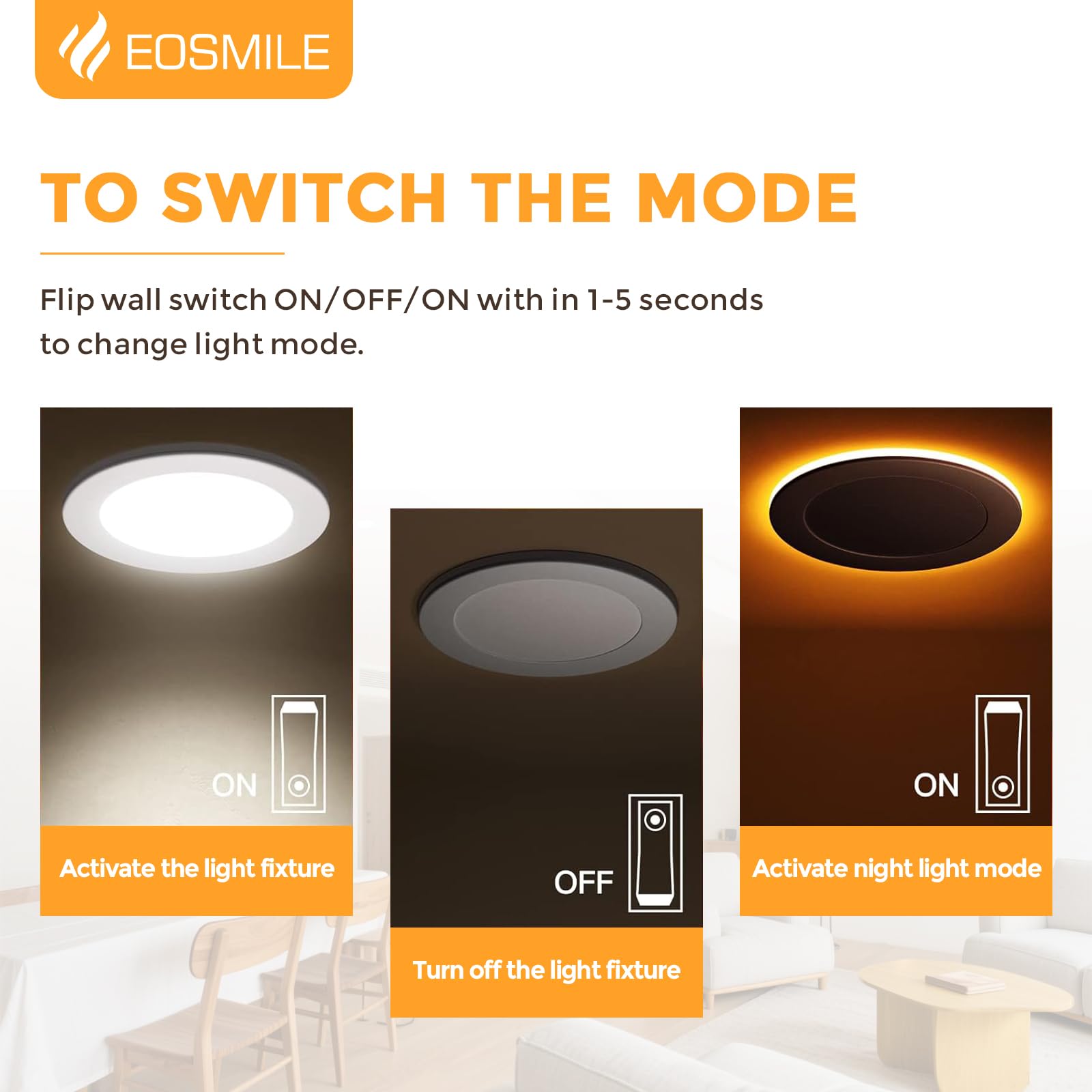 Eosmile 12 Pack White Recessed Lighting With 4 Inch Night Light  2700K-5000K Selectable  Canless Wafer Light 9W  120V  750Lm  Dimmable  Etl Fcc