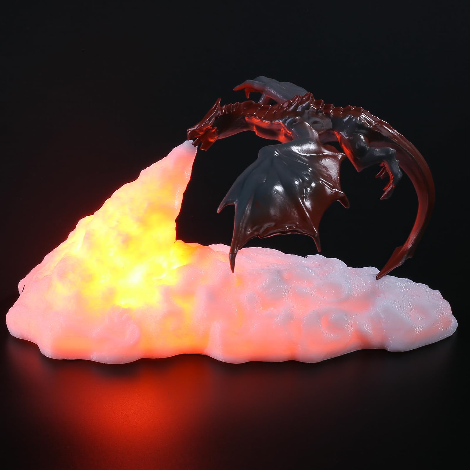 HGomx 3D Printed Fire Dragon LED Night Light, USB Rechargeable Lamp for Kids Room