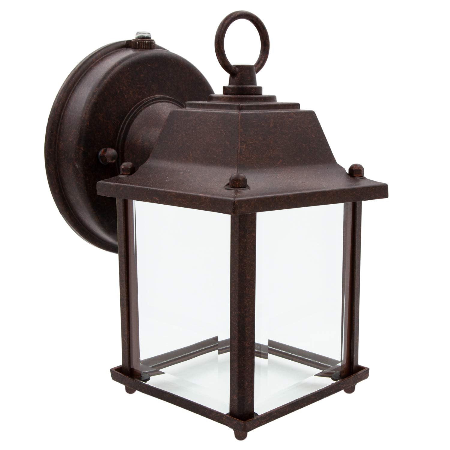 Maxxima LED Porch Lantern Outdoor Wall Light - Aged Bronze with Clear Glass, 3000K Warm White, 650 Lumens, Dusk to Dawn Photocel