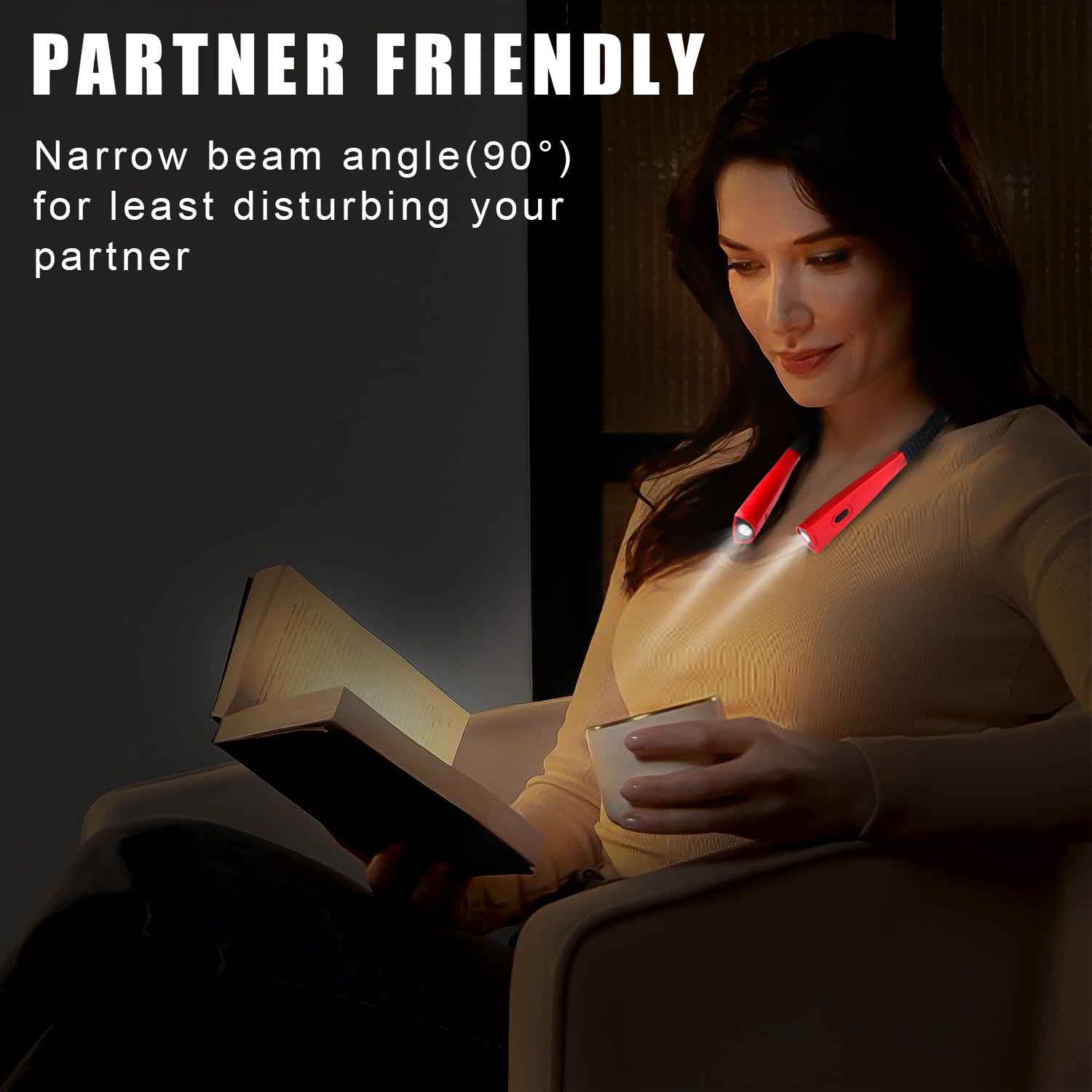 Xicyole Neck Reading Light - Usb Rechargeable, Dual Cell, 3 Brightness Modes, 360 Flexible Arm, Hands-Free, Crochet Light, Red