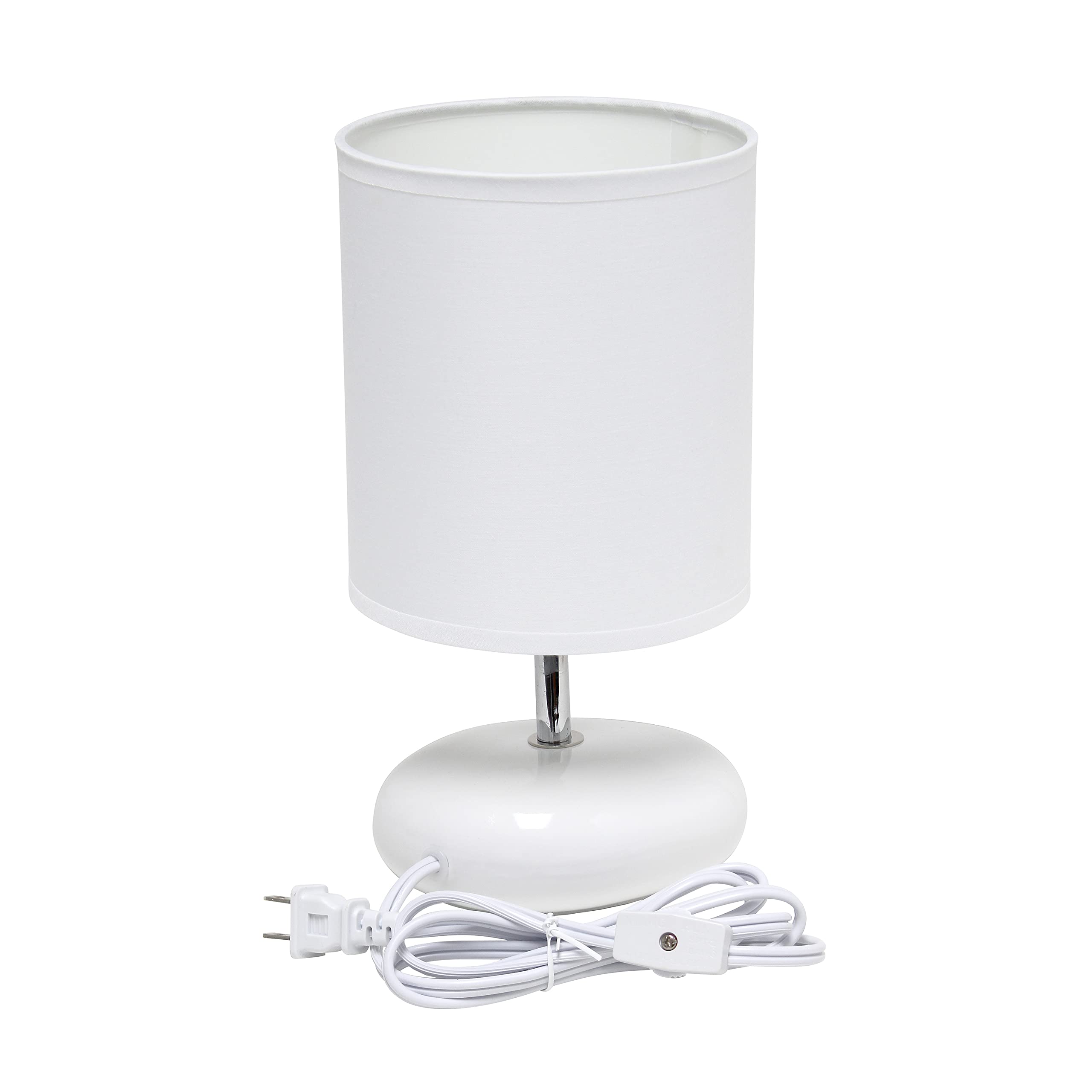 Simple Designs Lt2005-Wht-2Pk Bedside Table Lamp Set, Small, Ceramic, White, 2 Pack
