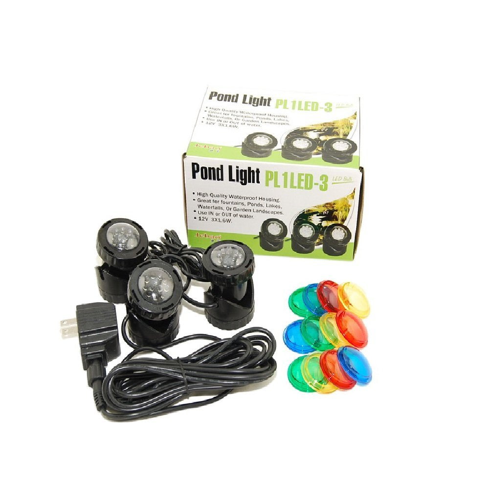 Jebao Submersible Led Pond Light Set Of 3 With Photocell Sensor - White Plastic