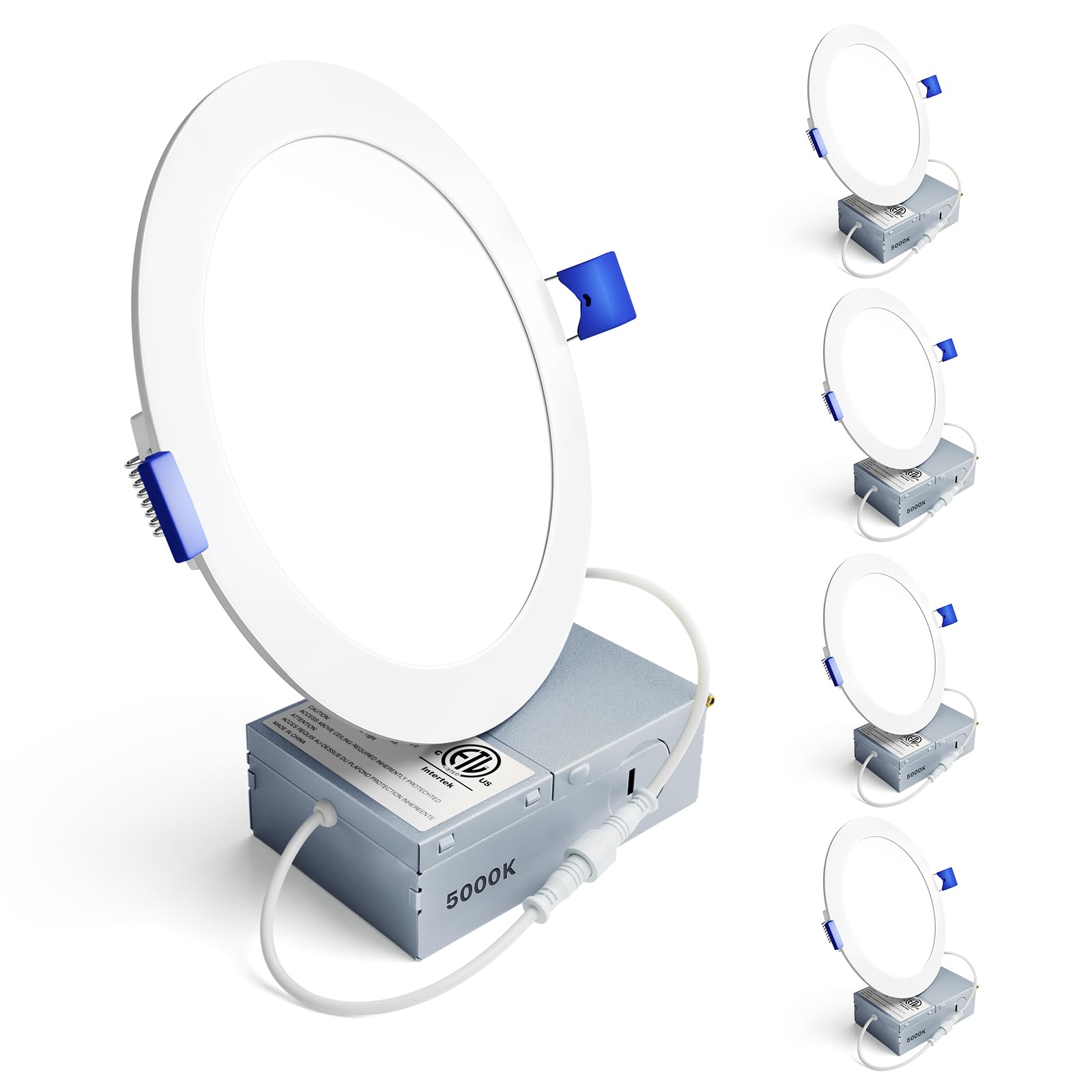 Ensenior 4 Pack 6 Inch LED Recessed Light, Dimmable, 5000K Daylight, 1050LM High Brightness, 12W 120V, Damp Rated, Ultra-Thin Ca