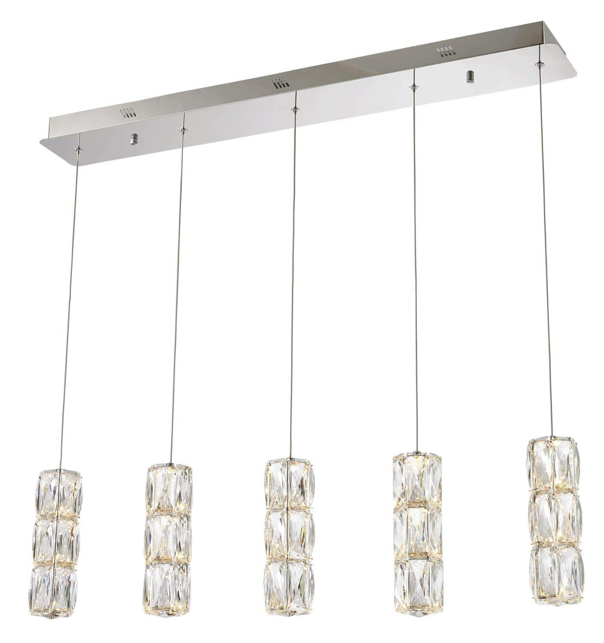 Elegant Lighting 3500 Polaris Colloection 36&quot;X4.7&quot;X80&quot; Elegant Cut Crystals Pendant, Chrome Finish