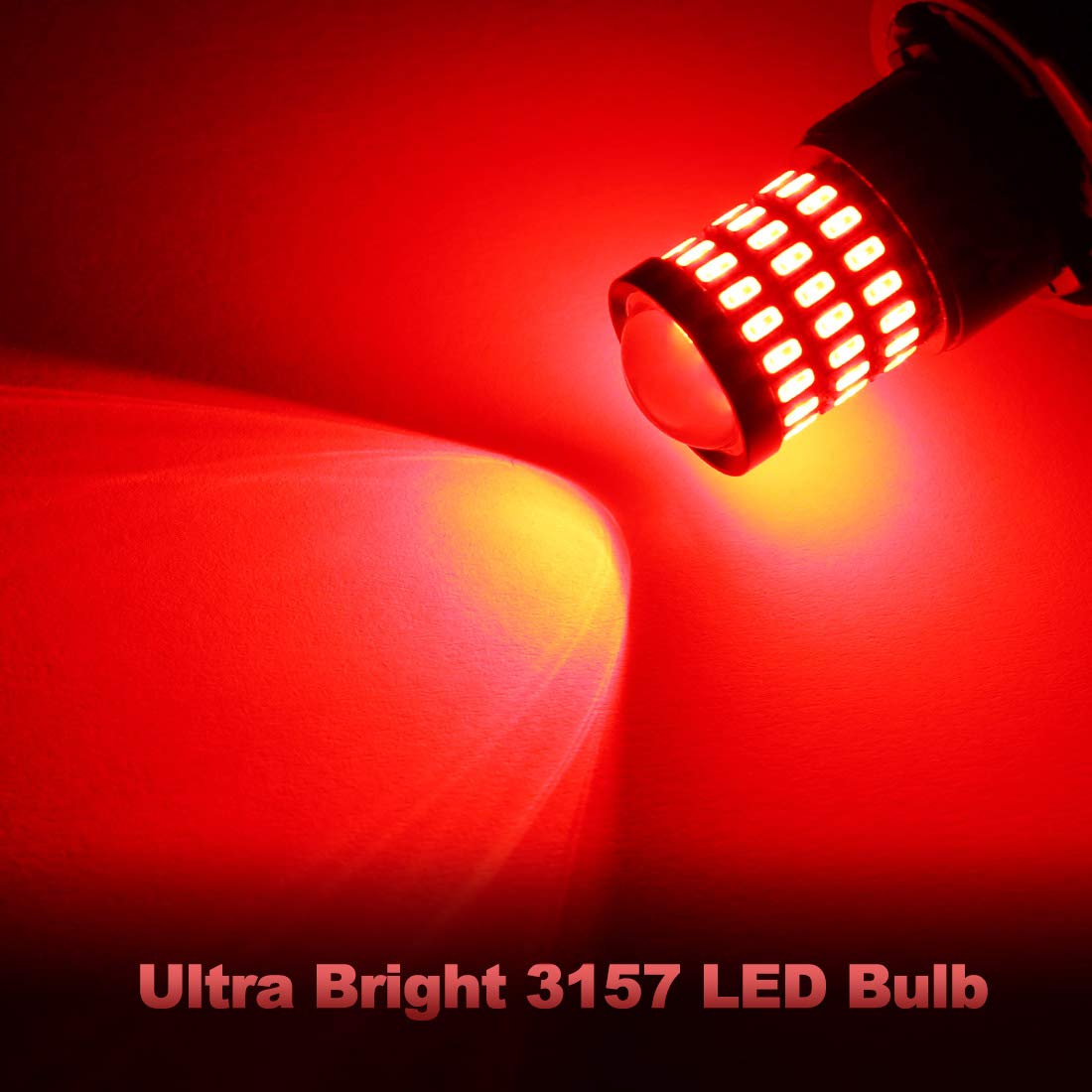 Yorkim 3157 LED Bulbs, Red Ultra Bright Brake and Backup Lights, Pack of 4, 3156/3157 Size