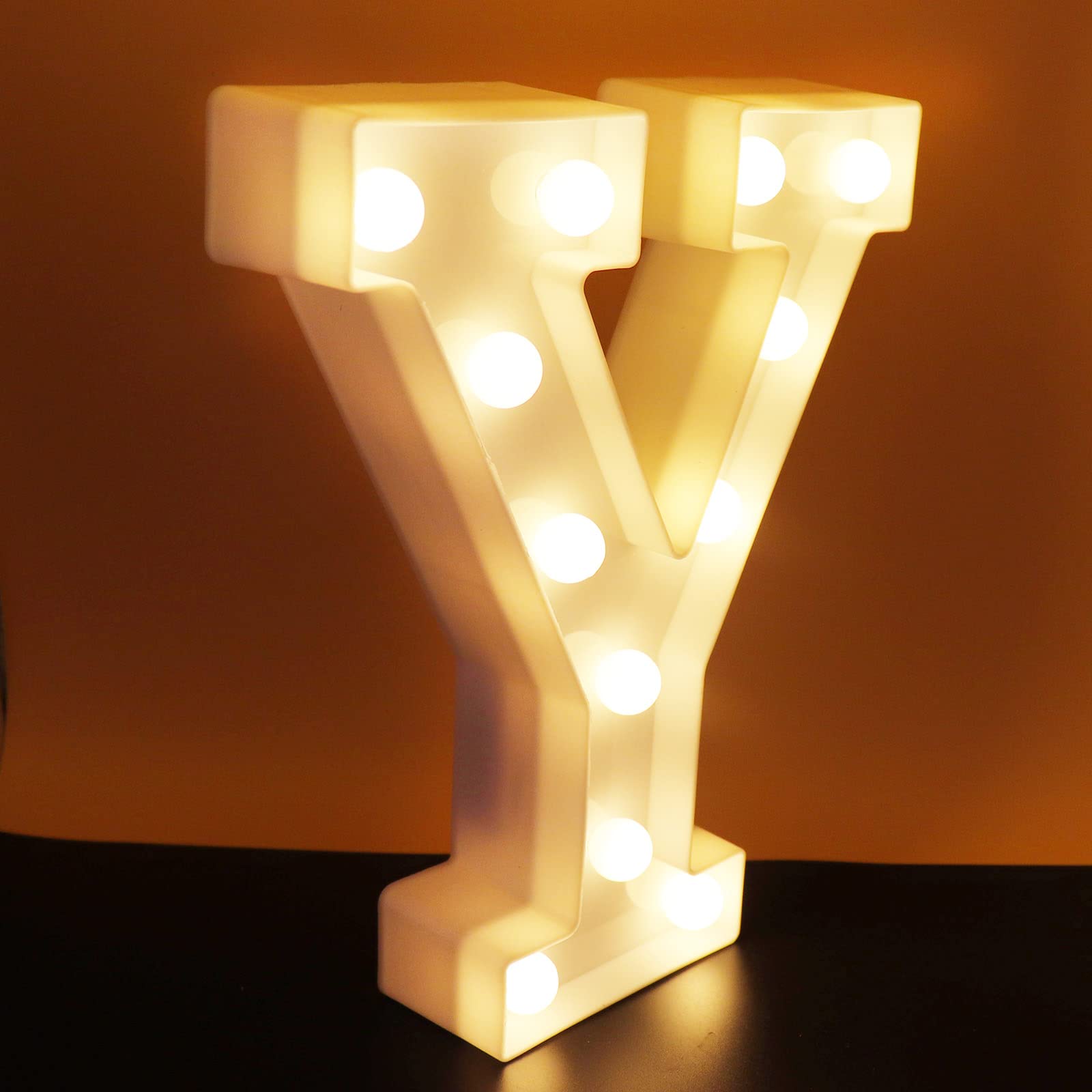 AUSAYE LED Letter Lights Alphabet Sign Night Light for Home Party Wedding Decoration - Plastic - (Y)