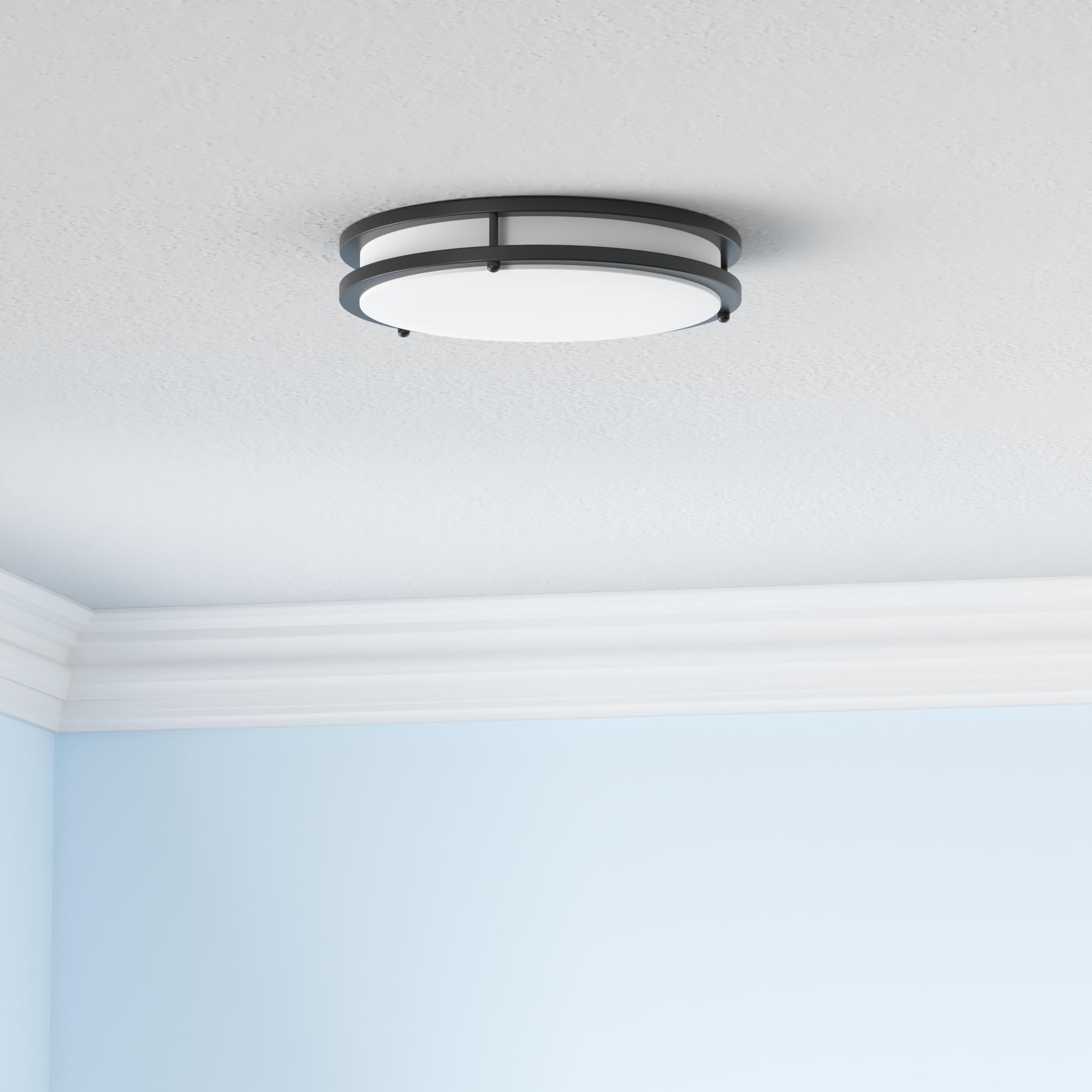 Gozig 12Inch 3800Lm Flush Mount Led Ceiling Light Fixtures, 36W, Black, Dimmable, Color Temperature Changeable, Suitable For Kitchen, Bathroom, Bedroom, Living Room, Dining Room