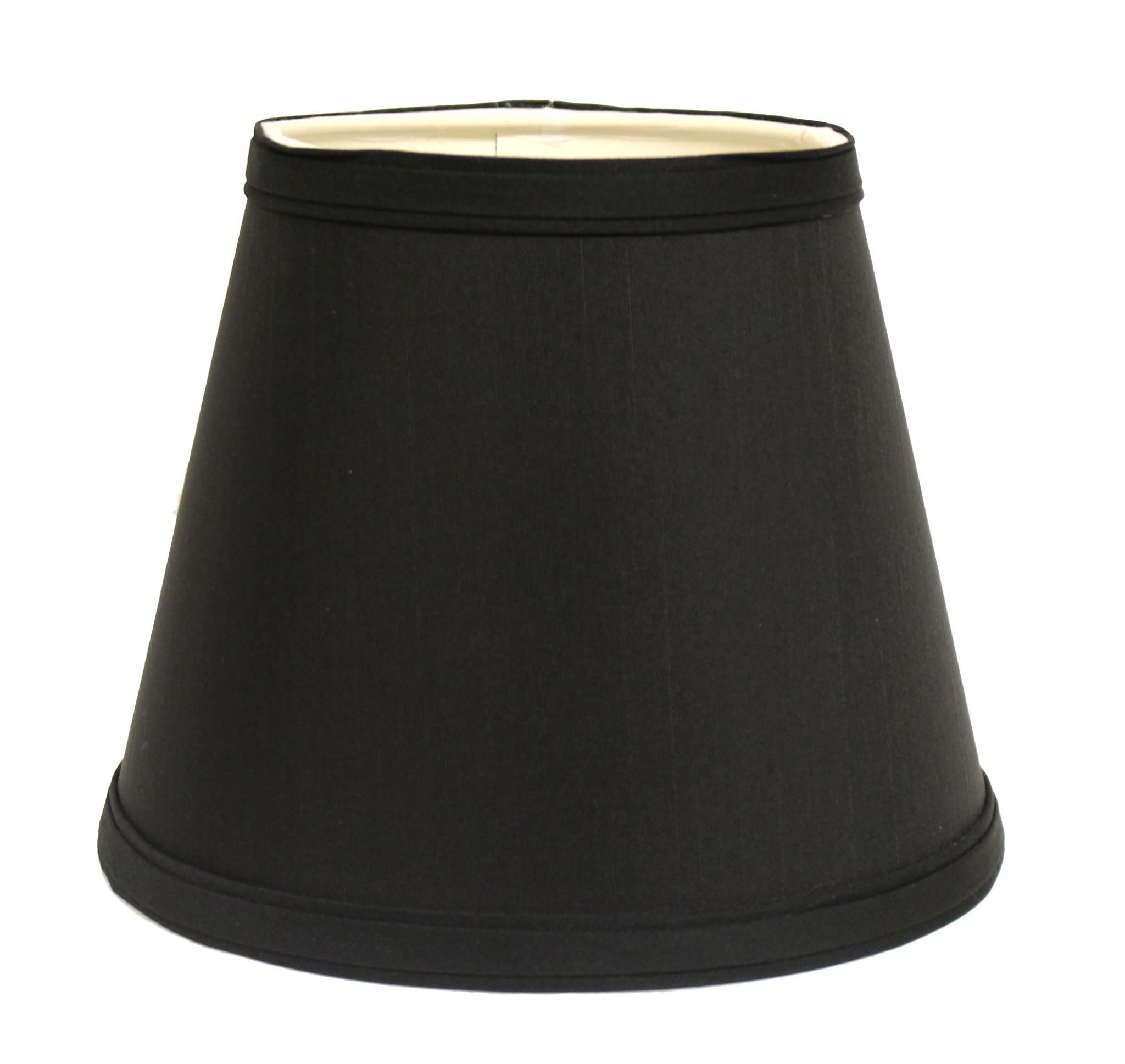 Homeroots Lighting Empire Slanted Shantung Lampshade 12in Black Warm White