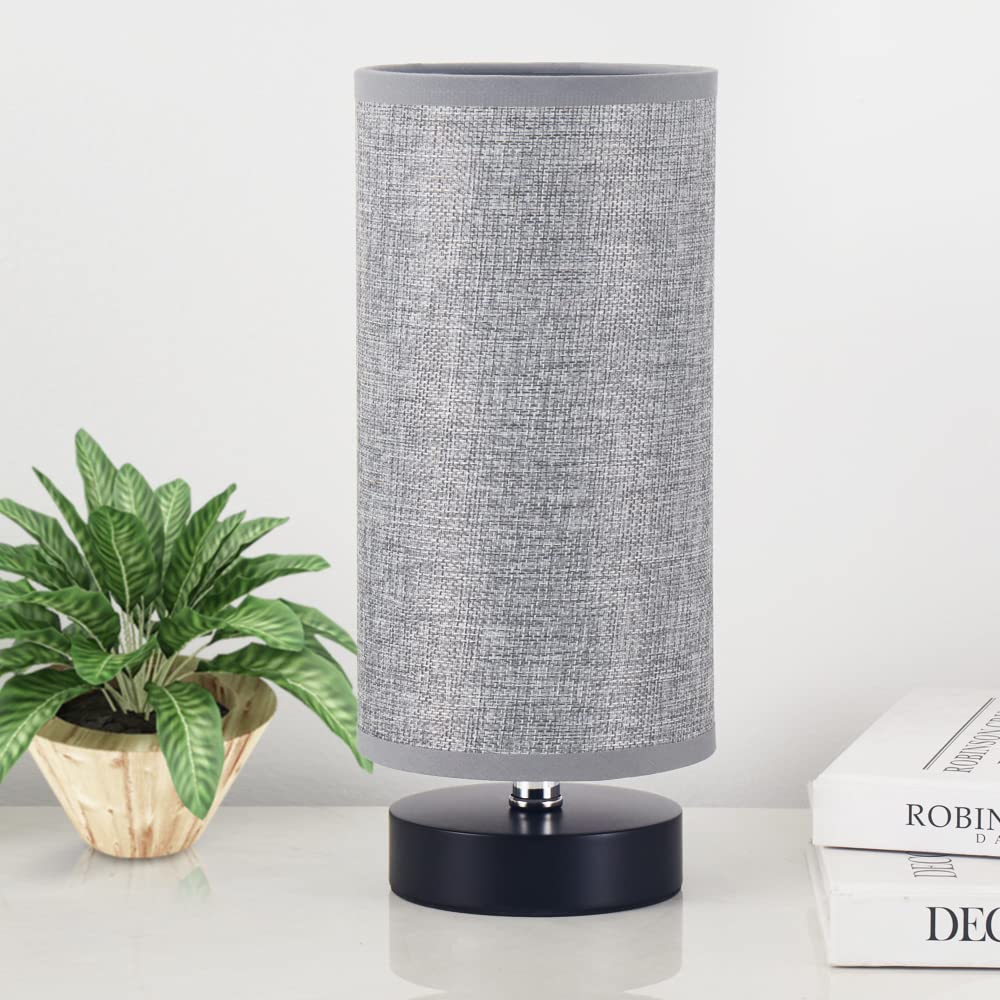Lifeholder Table Lamp, Bedside Nightstand Lamp, Simple Desk Lamp, Cylinder Table Lamp For Bedroom Living Room Office Study, Grey