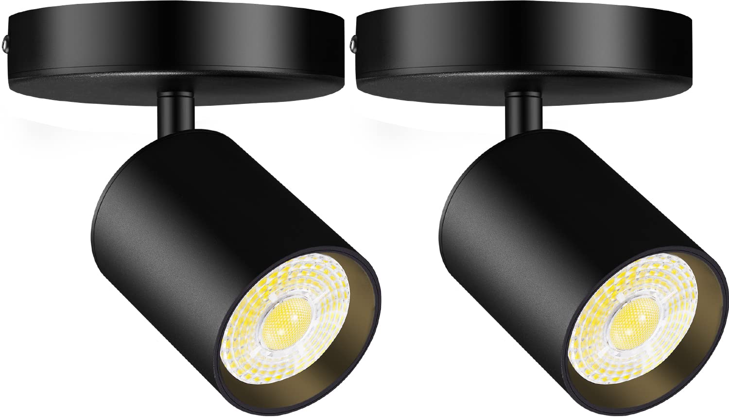 Vanoopee Dimmable Led Ceiling Spotlight 10W 800Lm, 3000K, Black, 2 Pack -