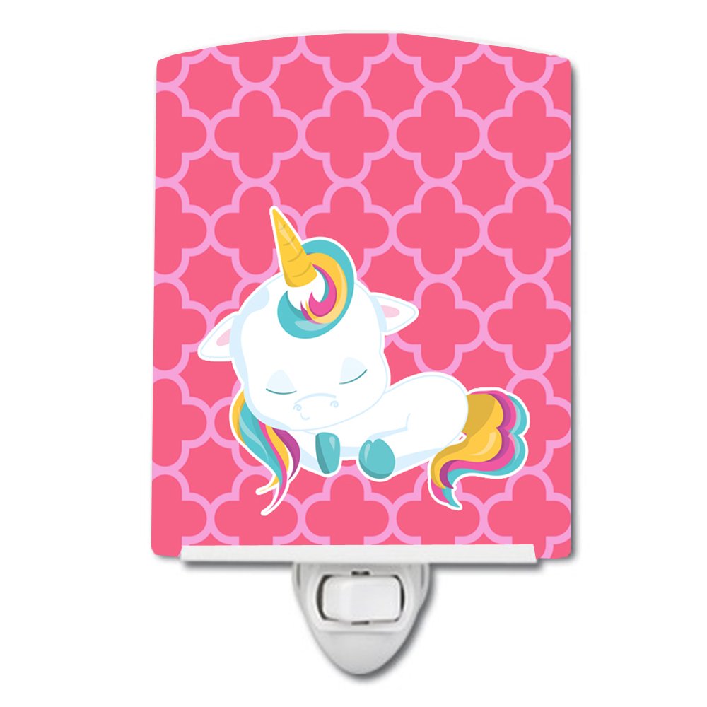 Carolines Treasures BB6811CNL Quatrafoil Pink Unicorn Ceramic Night Light Compact, ULCertified, Ideal for Bedroom, Bathroom, N
