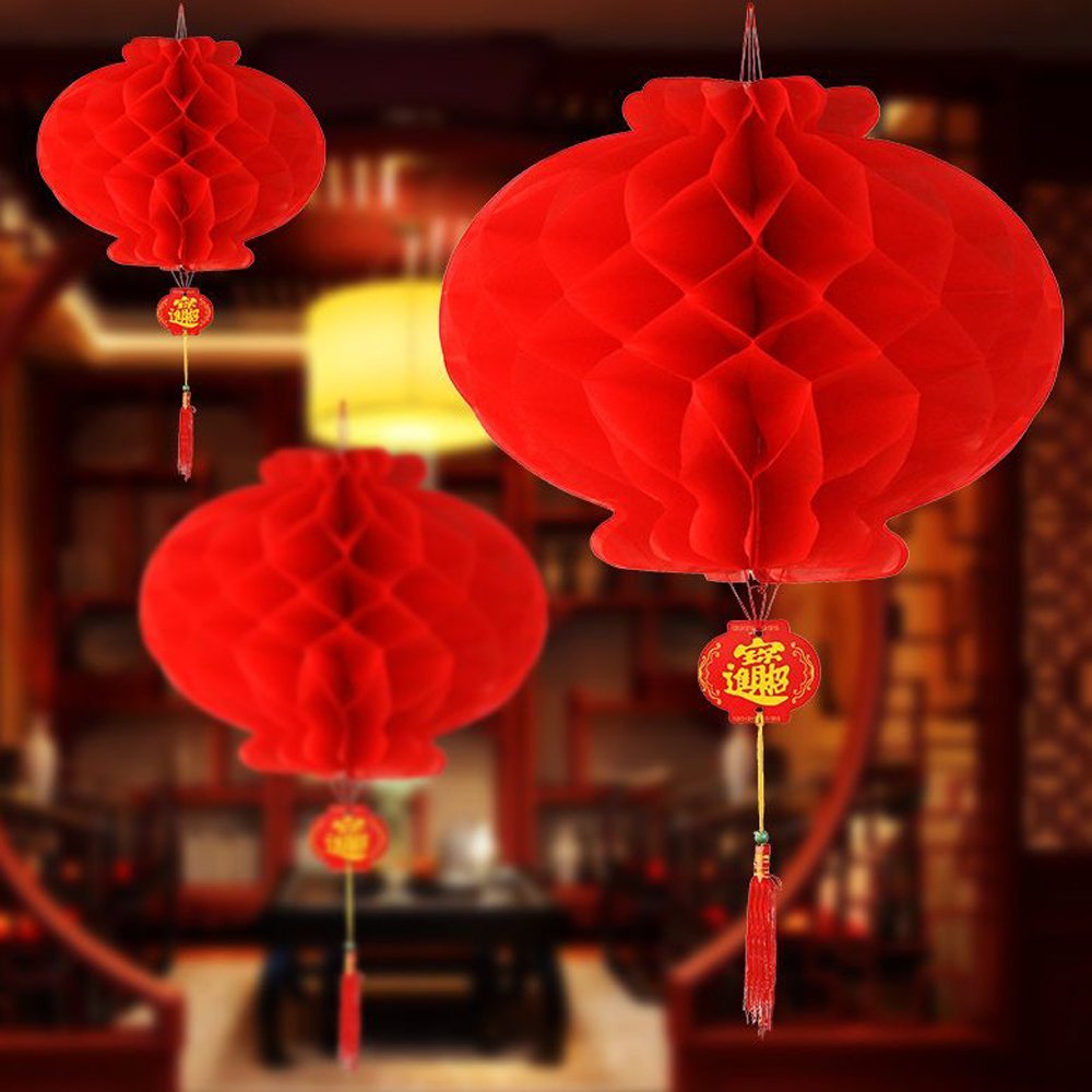 Asian Home Red Paper Lanterns - 14 Inch Festive Decoration For Weddings & Celebrations, 20 Pack